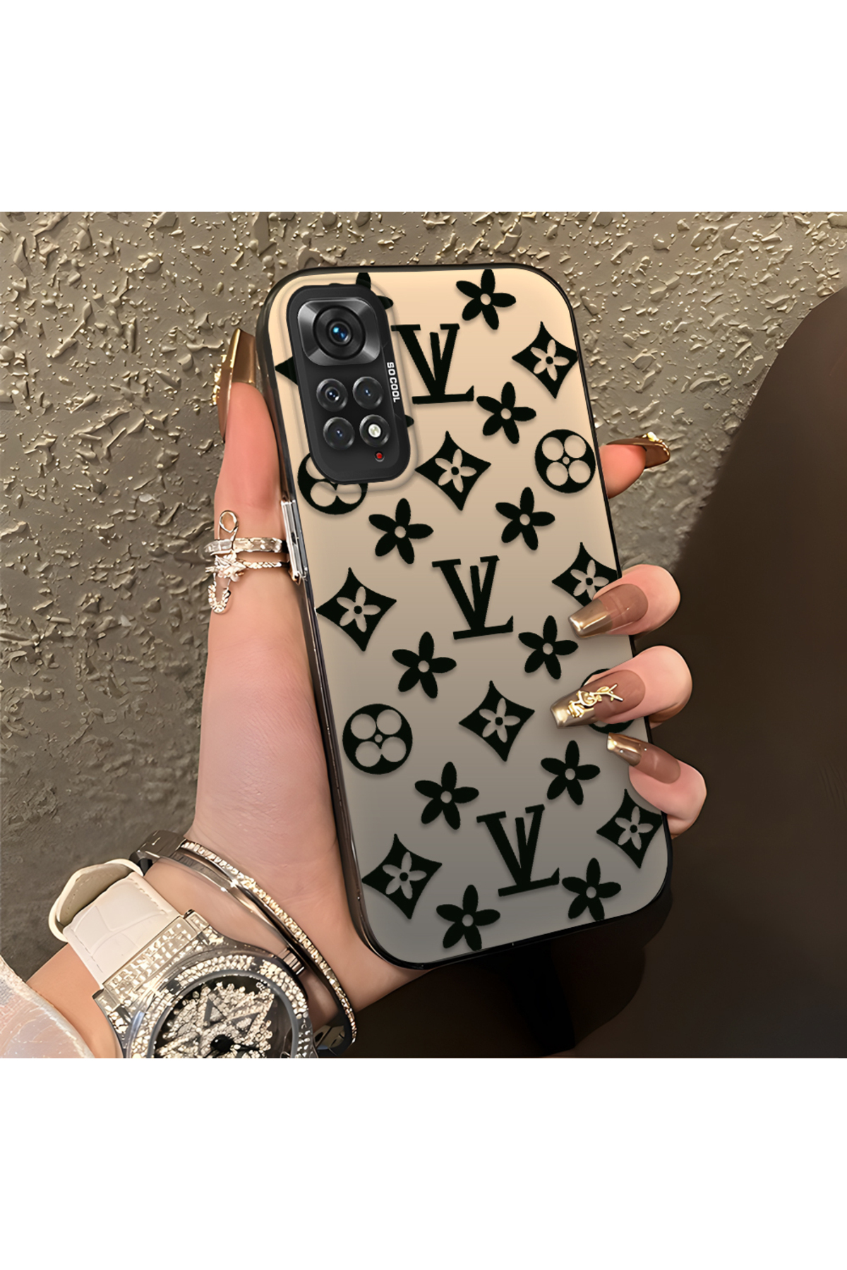 Redmi Note 11 Compatible Silicone Edge Hard Back Case Couple Phone Case Brand Pattern