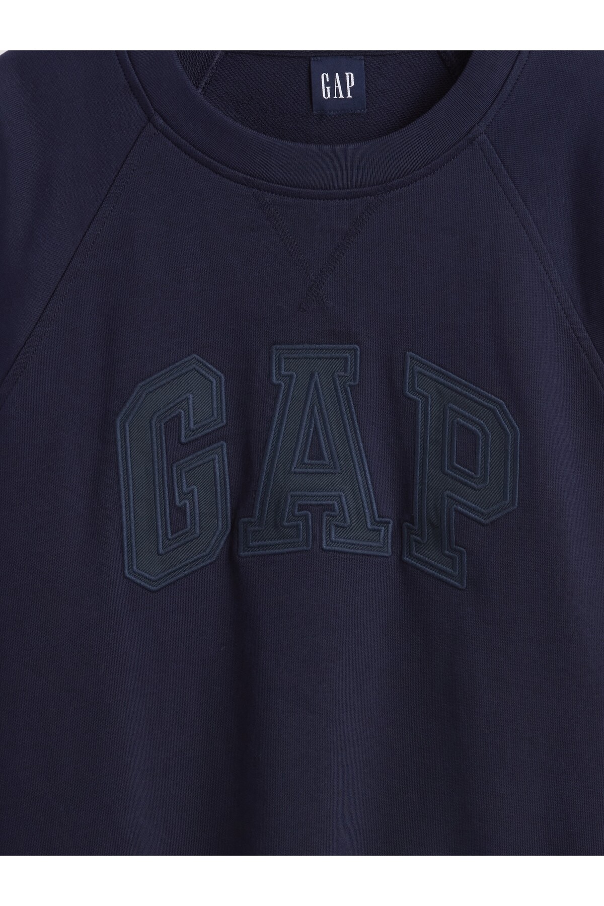 GAP  Kadın Lacivert Fransız Havlu Kumaş Raglan Logo Sweatshirt - Görsel 3