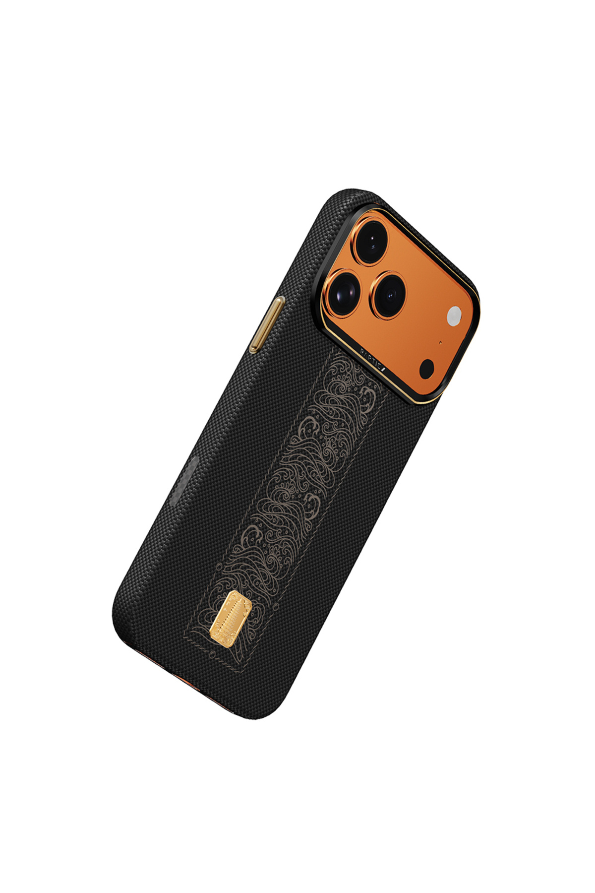 iPhone 17 Pro Max Uyumlu 24 Ayar Altın Kaplamalı Magsafe Özellikli Aramid Skin Rise Serisi Karbon Kılıf
