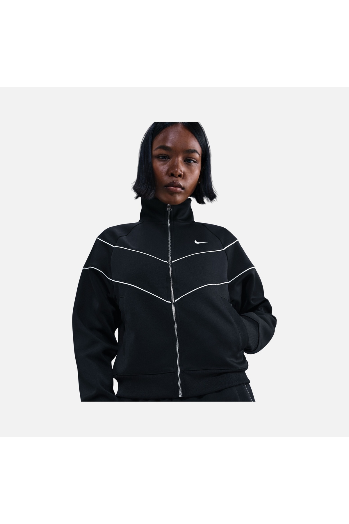Nike Sportswear Windrunner Tam Boy Fermuarlı Kadın Siyah Ceket | HJ0975-010