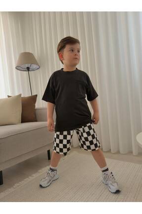jeliboomkidswear Erkek Çocuk Yazlık Pamuklu Tişört Short Alt-Üst Takım ( 2'li )