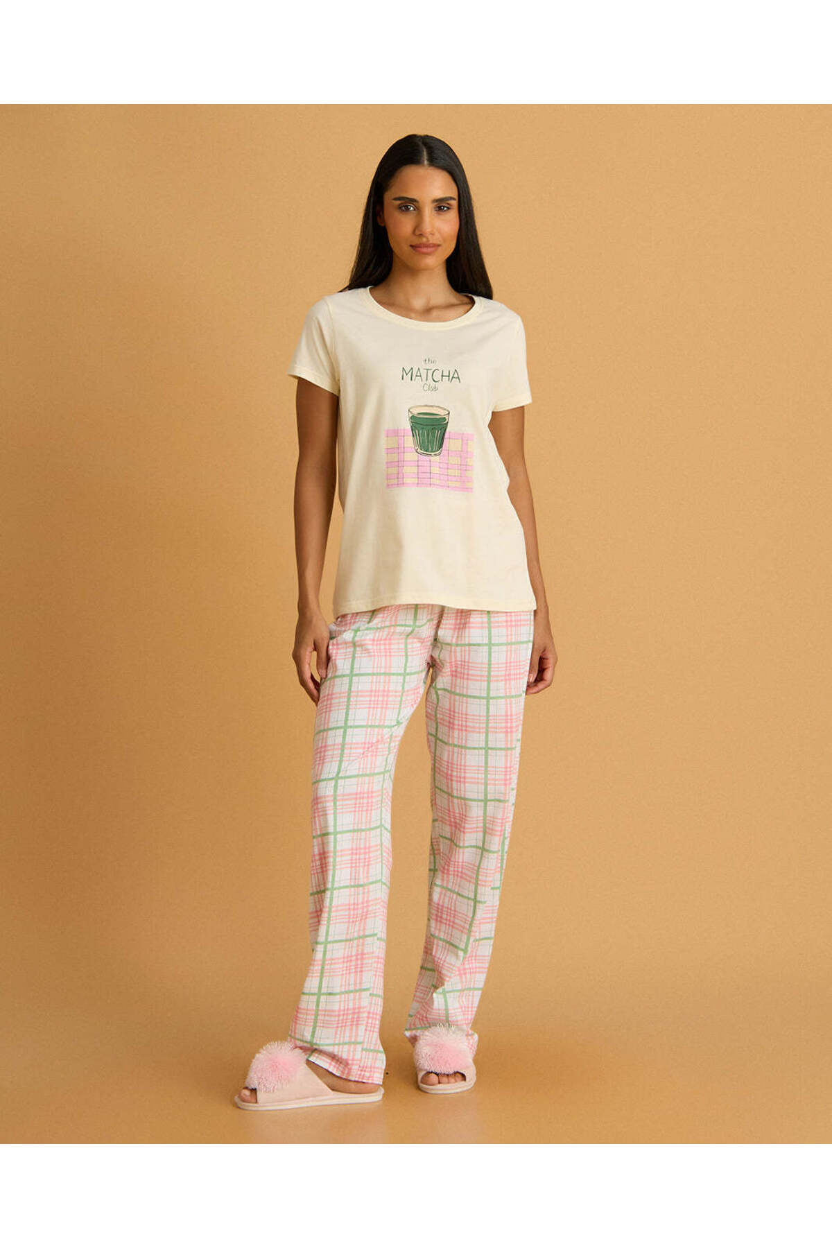 REDTAG Women Cream Placement Print Pyjama Set (2 Piece)