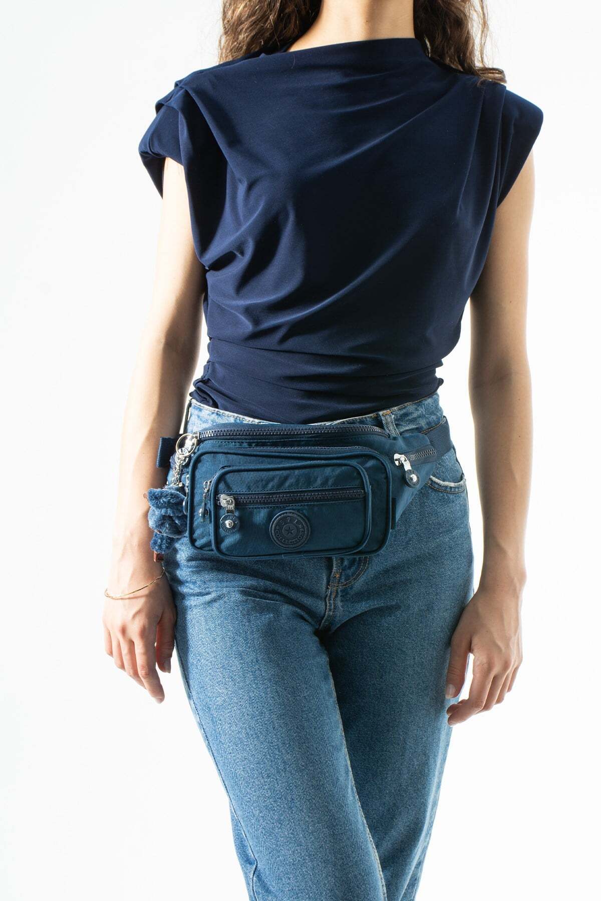 571 Collections Çanta Unisex Çok Cepli, Su Geçirmez, Çapraz Askılı Bel Çantası (Freebag) Lacivert Model: 571-7J
