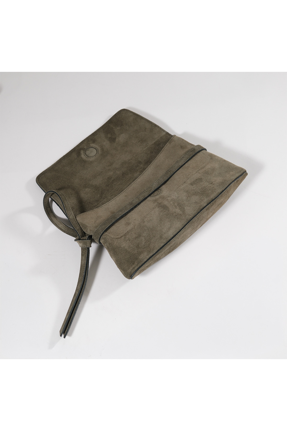 BEGRA ATELIER BEGRA Elara %100 Hakiki Süet Clutch Çanta - Haki (Khaki) görsel 6