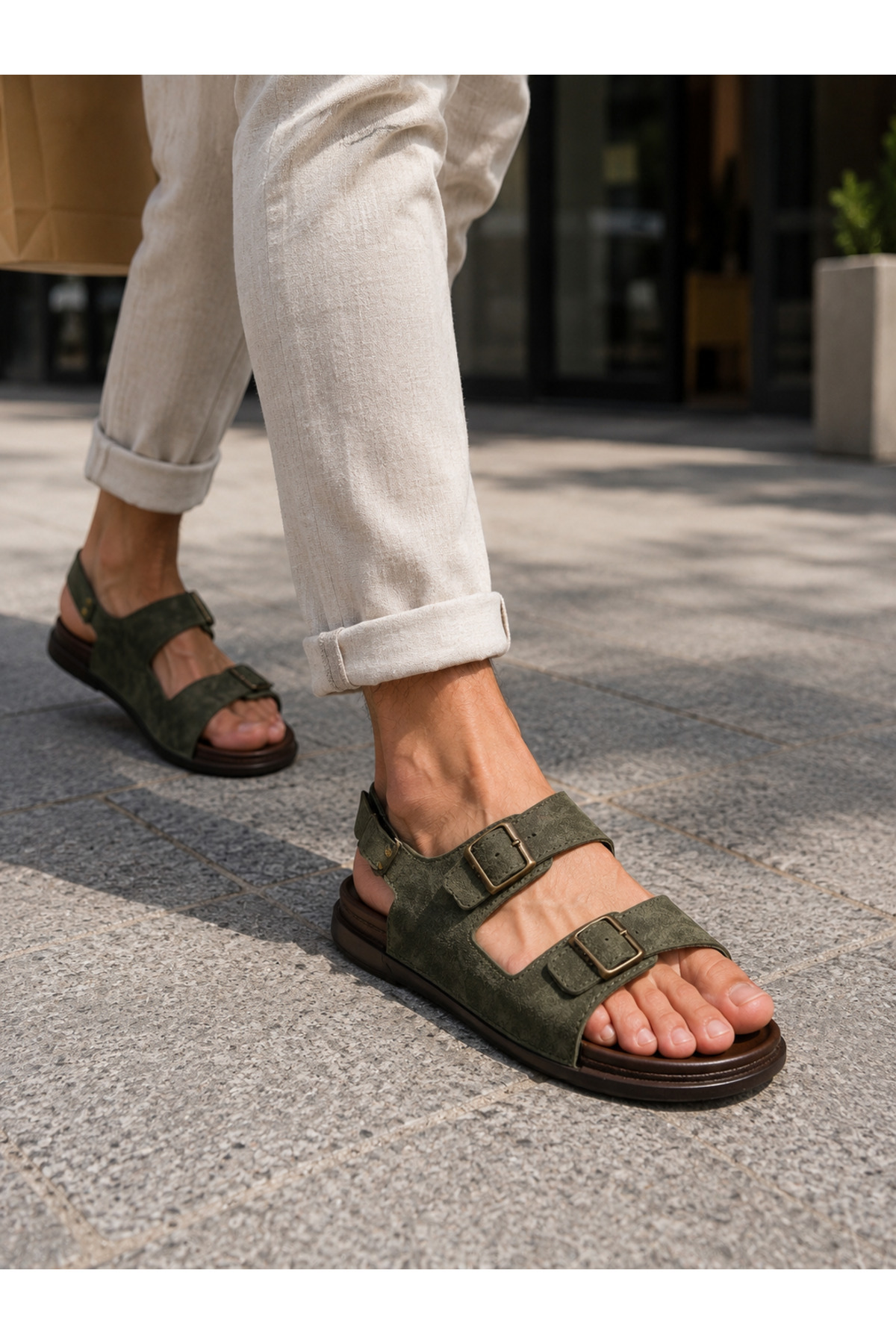 Witta erkek çift tokalı Comfort taban sandalet görsel 2
