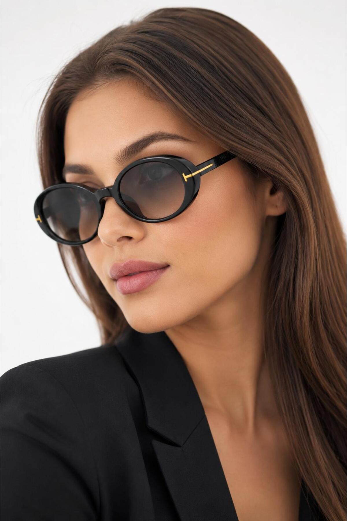 Nilu Moda Premium Lüks Tasarım Oval Güneş Gözlüğü görsel 2