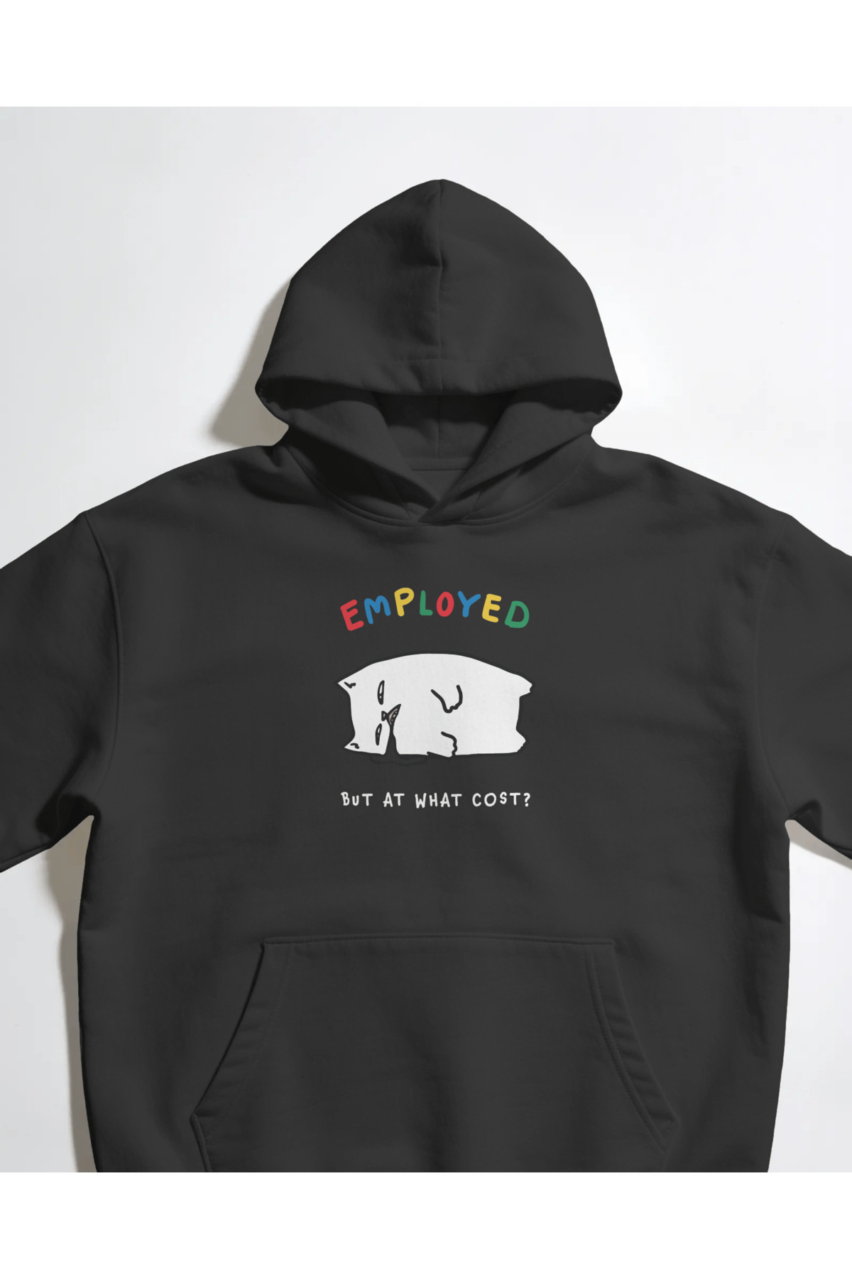 buzagi tasarım ürünleri Employed Unisex Black Hooded Sweatshirt