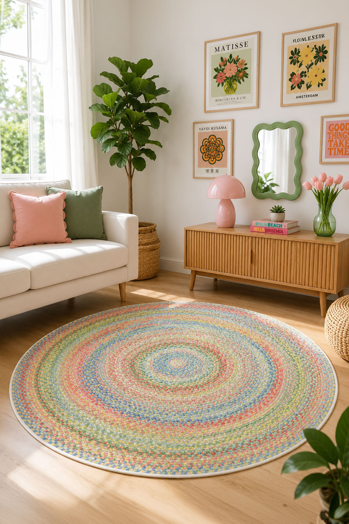 Digital Printing Wicker Look Anti-Slip Washable Colorful Living Room Rug Kitchen Rug Bath Mat