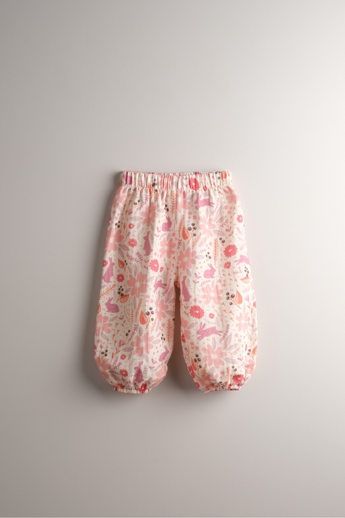 100% Cotton Muslin Fabric Baby Girl and Kids Loose-Fit Trousers ( Olive )