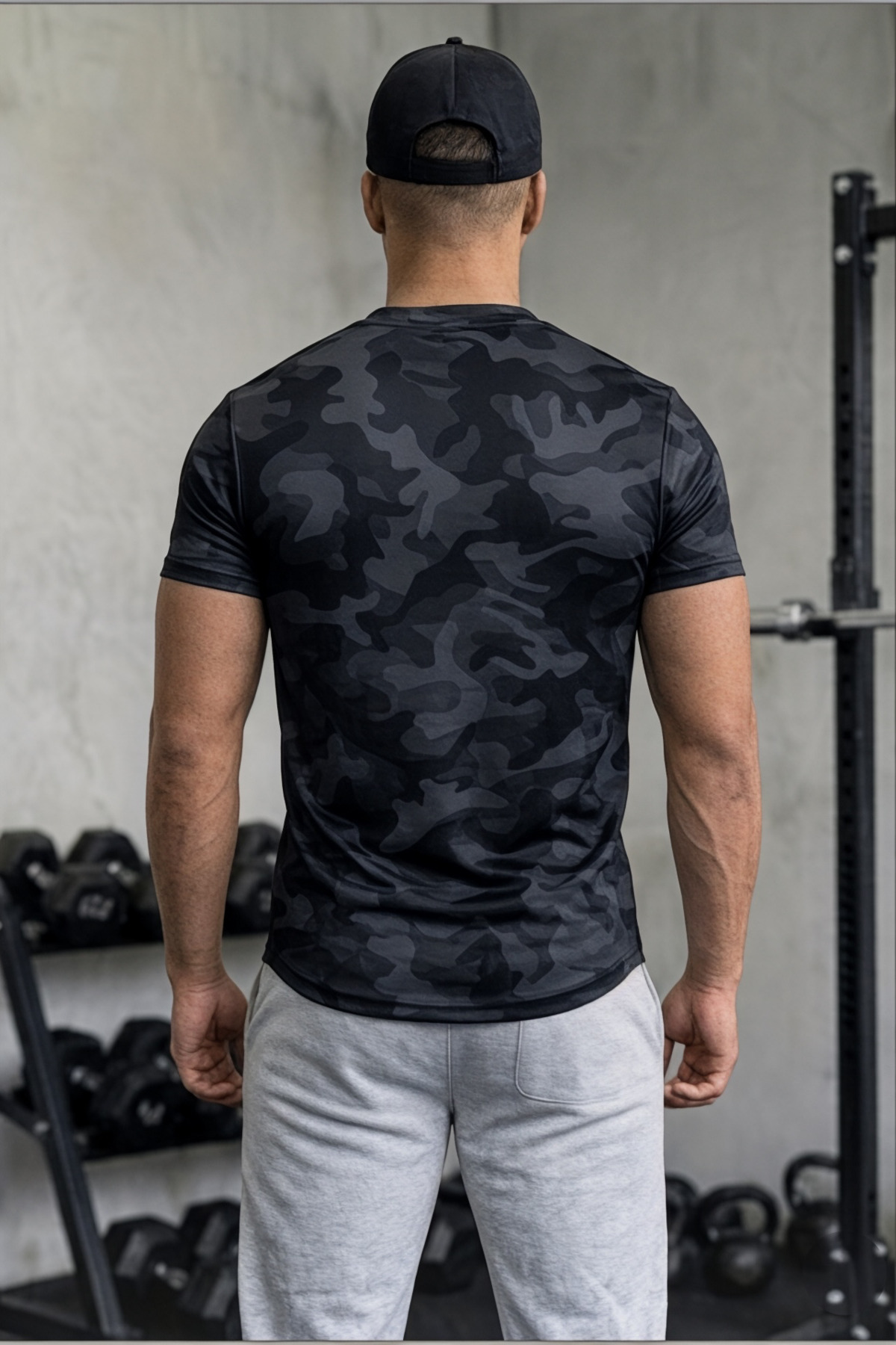 SERABLANKA Erkek Nem Emici Hızlı Kuruma Atletik Teknik Kamuflaj Desenli Spor T-shirt görsel 4