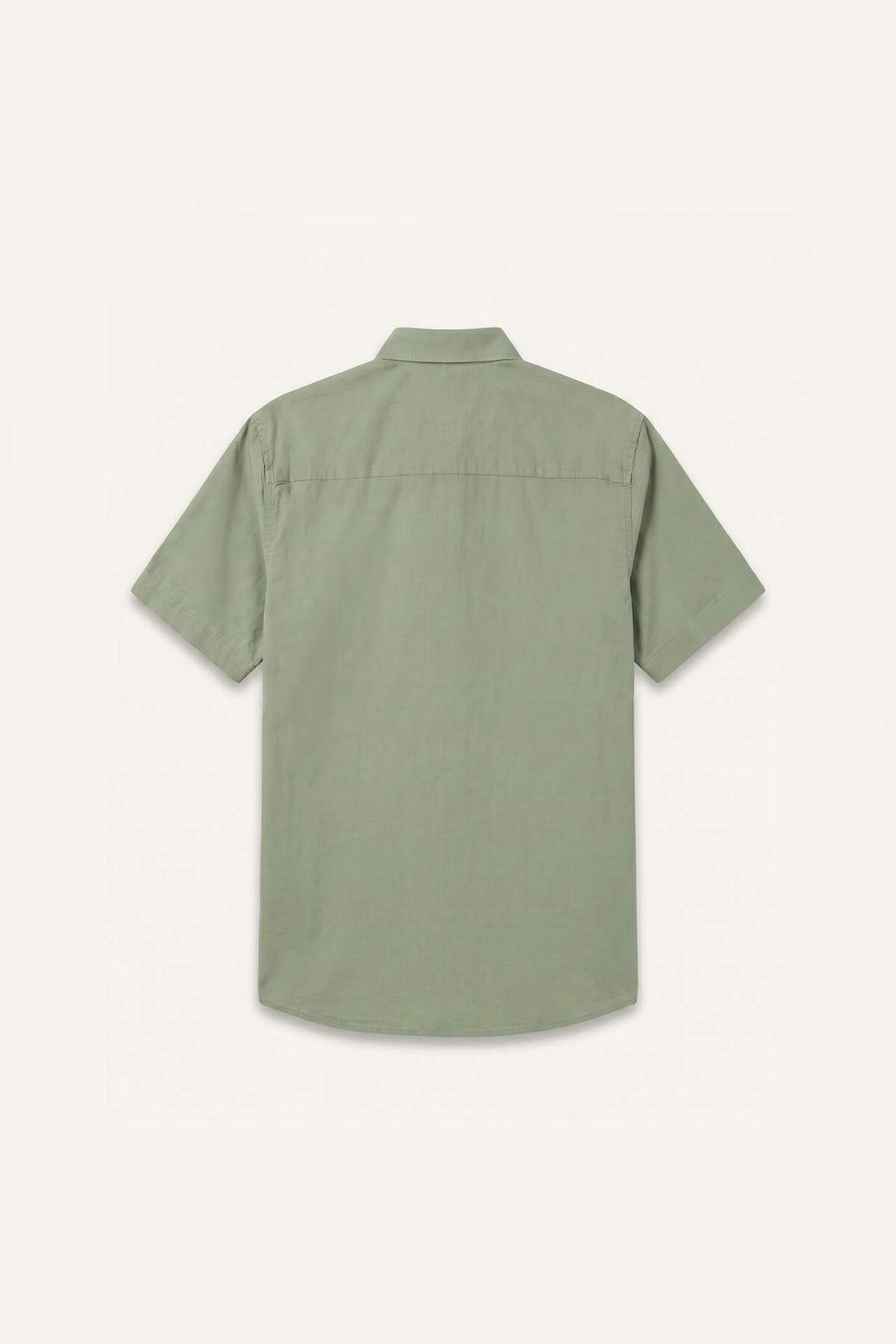 %100 Pamuk Regular Fit Polo Yaka Kısa Kollu Gömlek D7551AX26SP — خاکی — تصویر 2 از 2