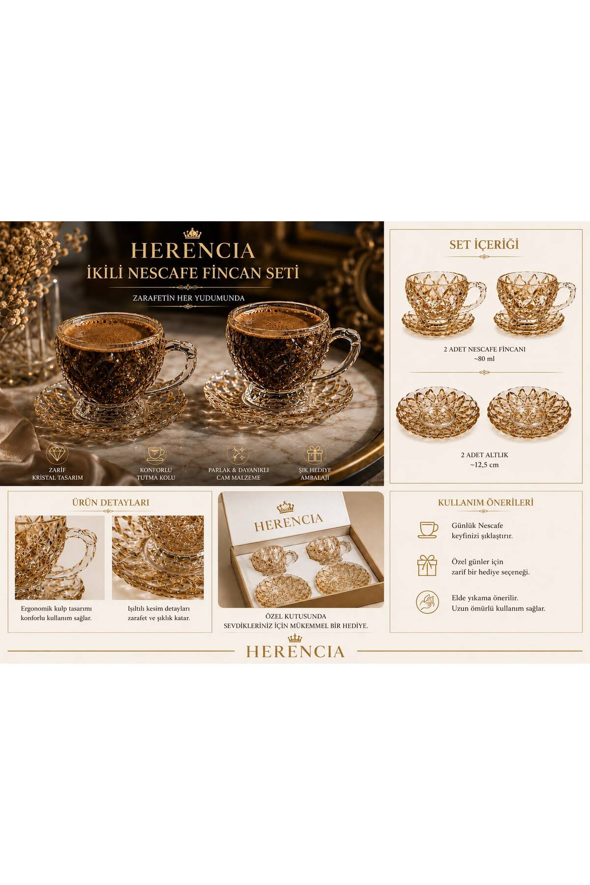 Herencia CAM 2 Lİ ÇAY KAHVE BARDAĞI - Fiyatı, Yorumları