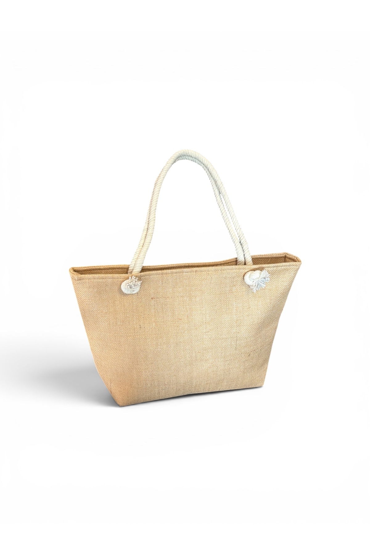 violena Natural Linen Büyük Boy Plaj Çantası, Fermuarlı Keten Dokulu Kadın Omuz Çantası görsel 3
