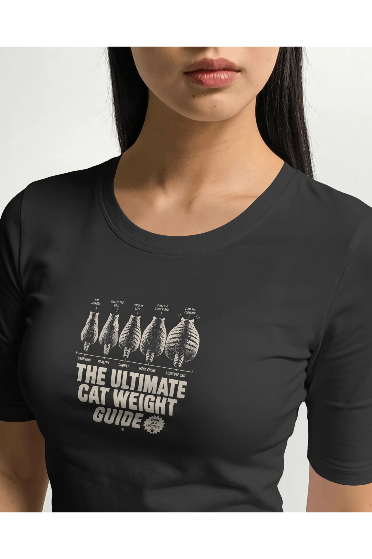 buzagi Cat Weight Guide Regular Unisex Black T-Shirt