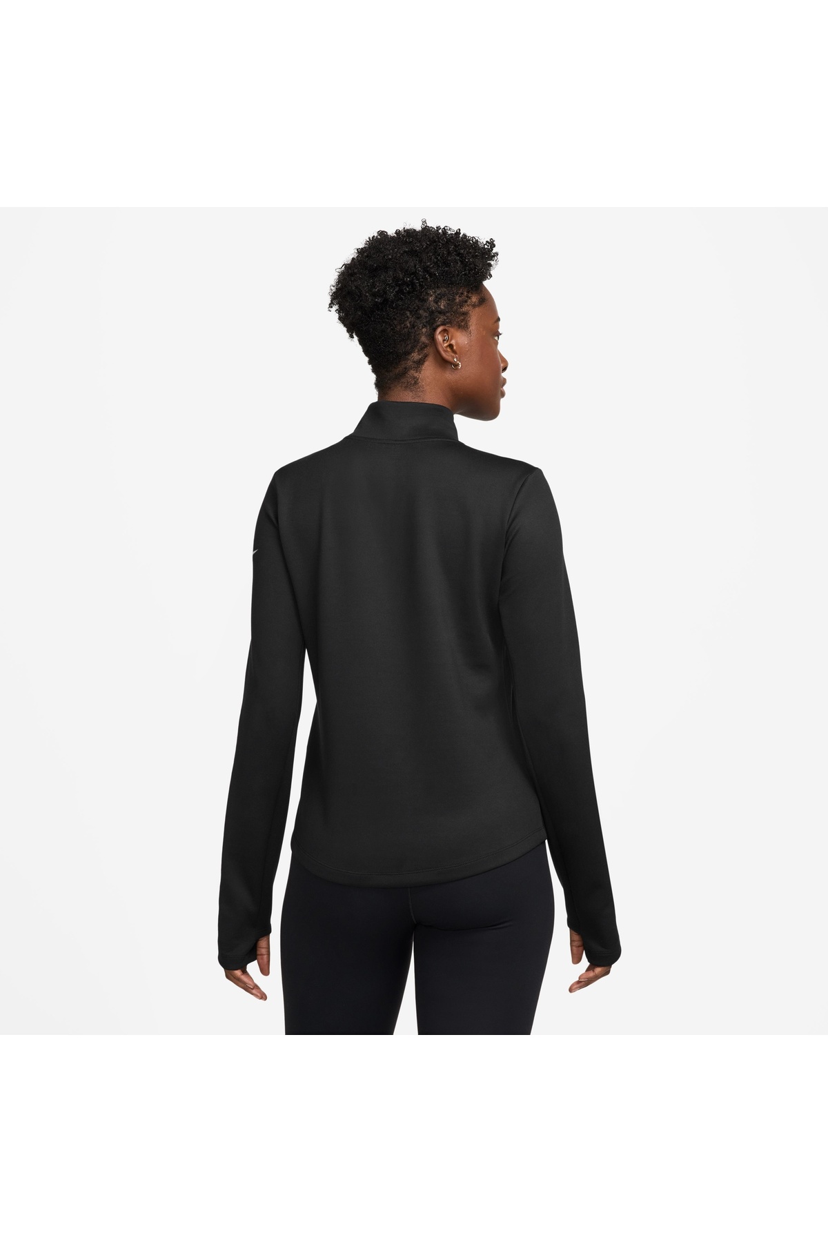 Nike One Kadın Siyah Spor Sweatshirt Termal Yarım Fermuarlı Üst | HV3688-010 görsel 2