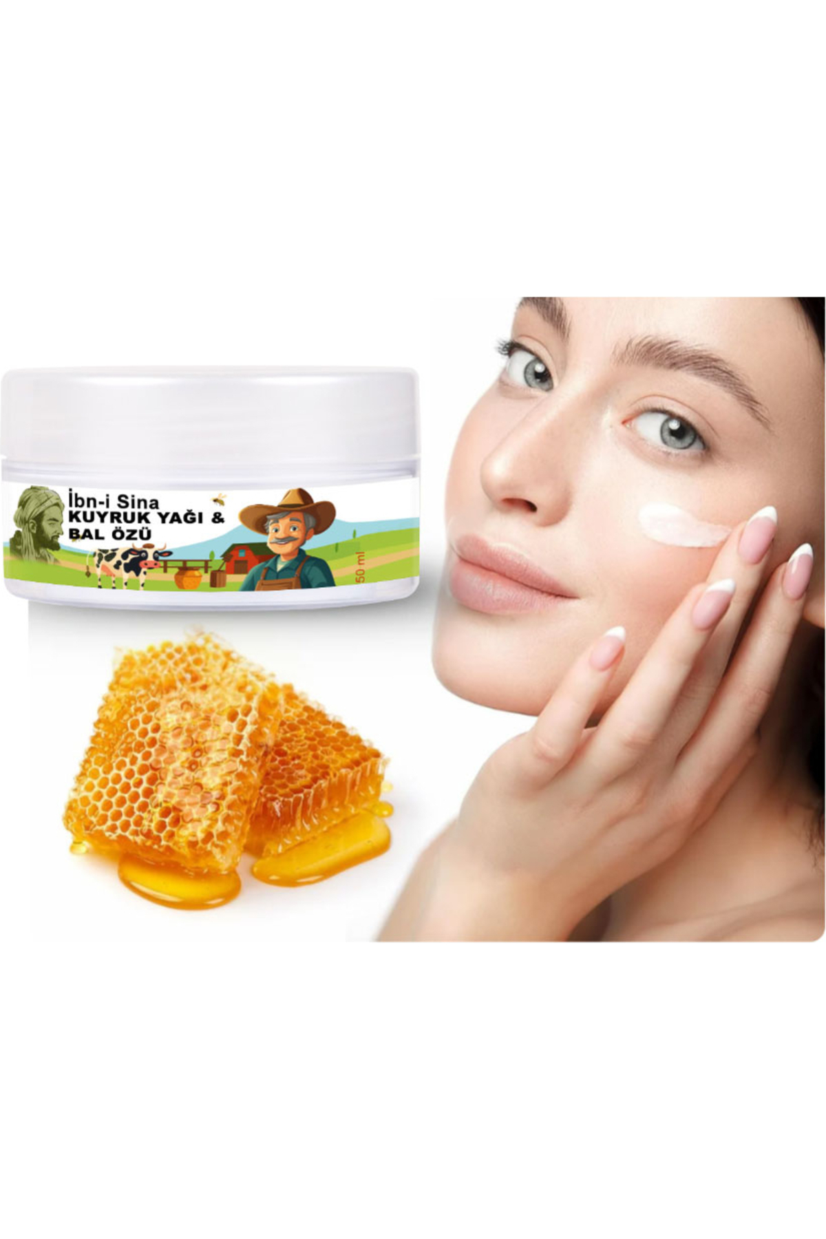 کرم مراقبت از صورت با عصاره چربی دنبه و عسل شیشه‌ای ۵۰ میلی‌لیتری ابن سینا — GU-EYF-18073-VIALIVA01 — تصویر 2 از 4
