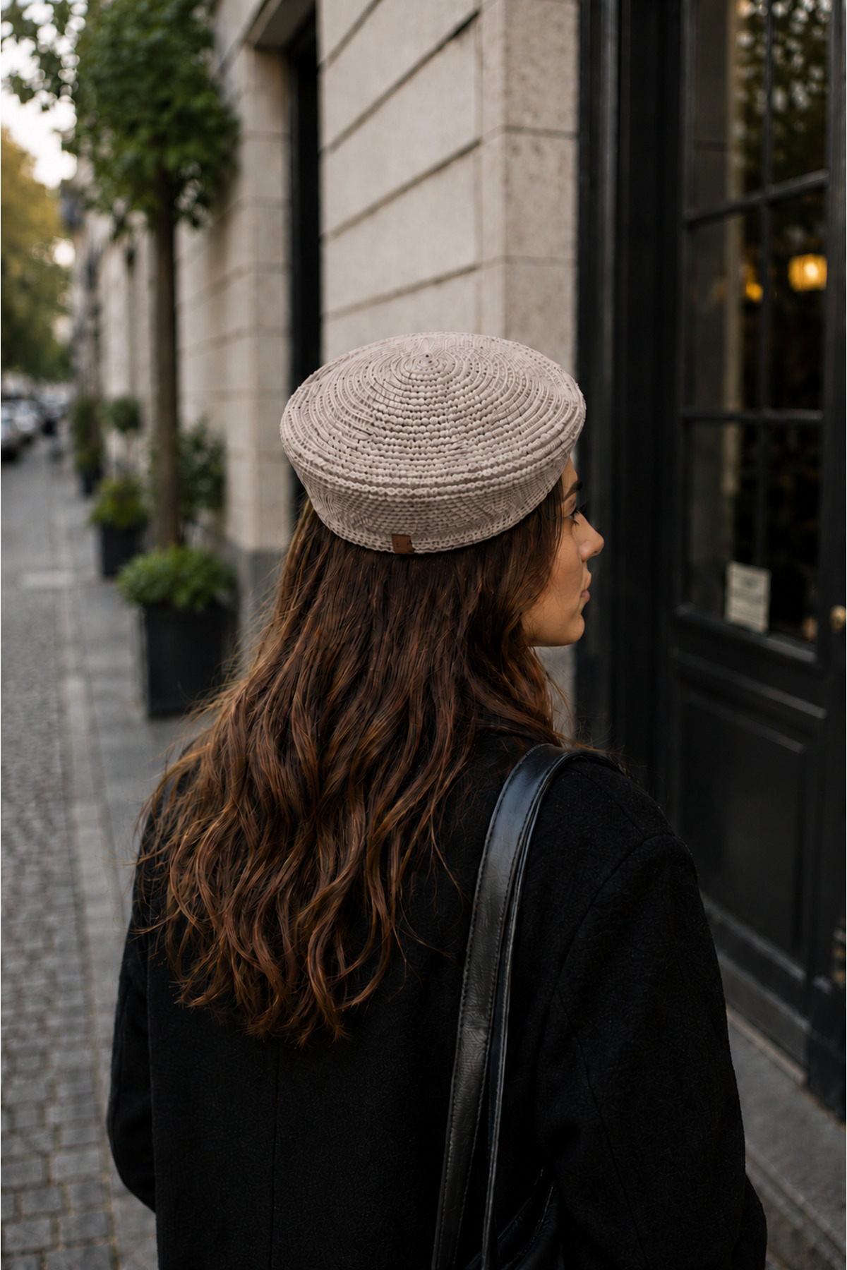 Zeora Home Women's Knitted Beret Summer Straw Beret Jute Look Handmade Stylish Daily Use Bohemian Style Hat French Beret