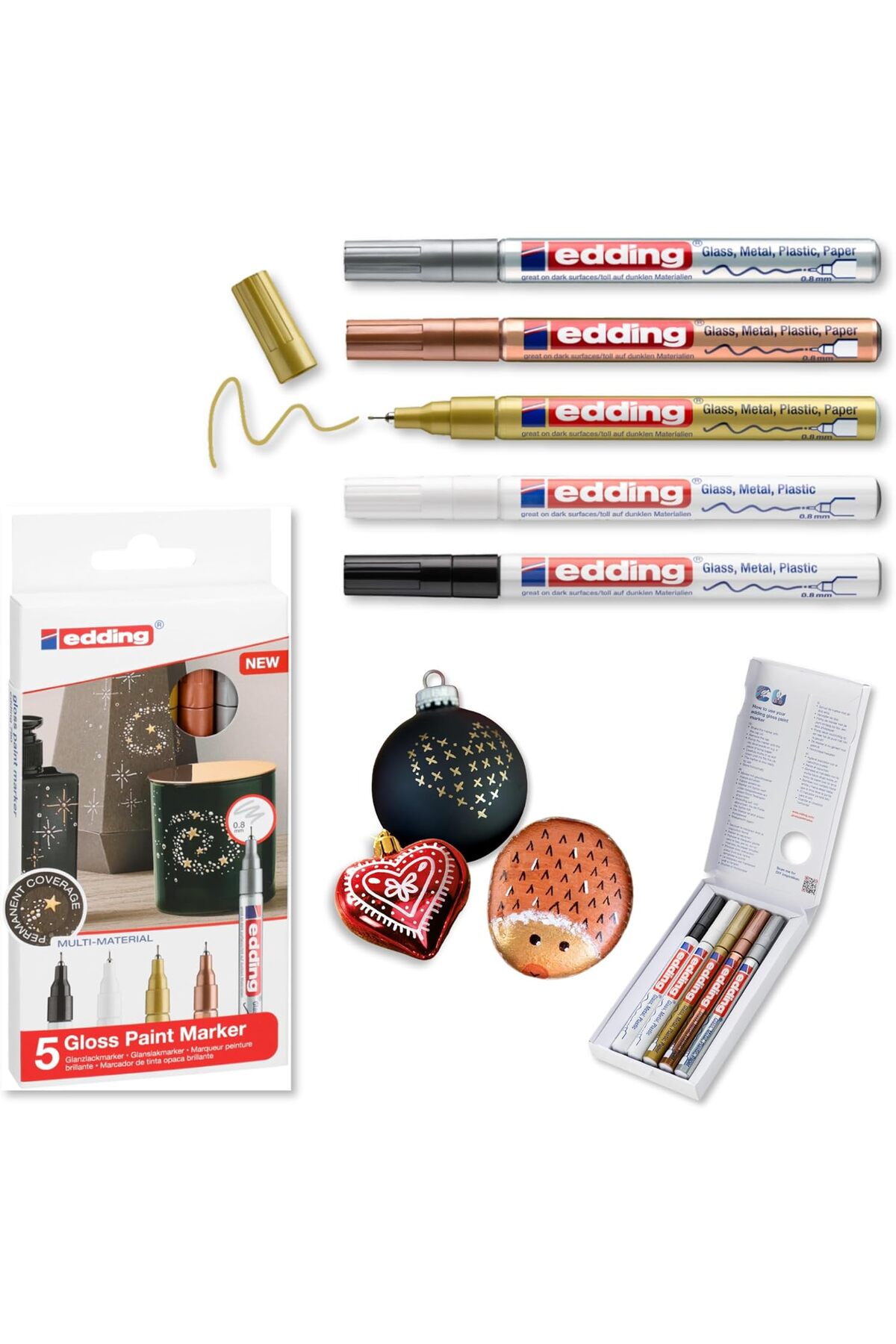 Edding 780 hobi sanat kalemi 5'li temel set metalik karışık