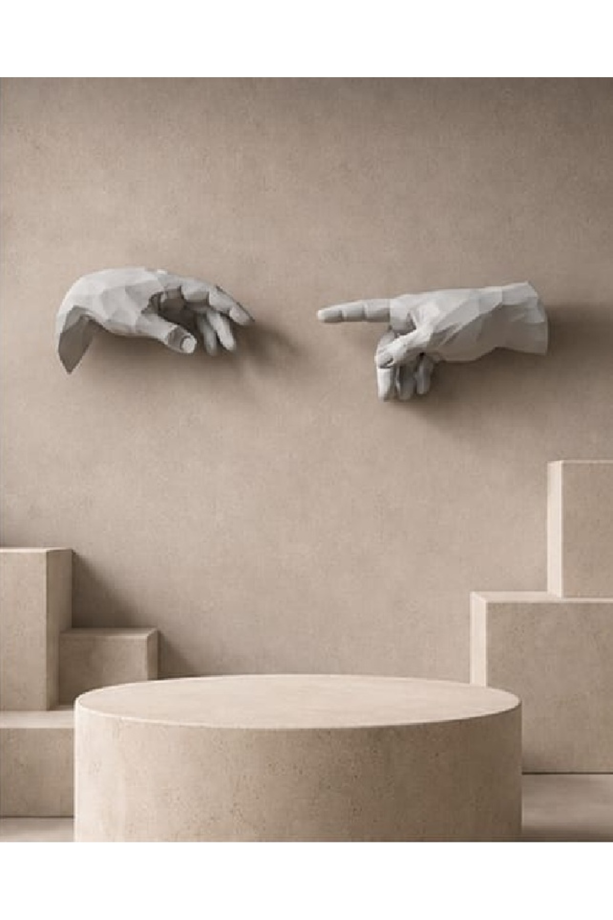 Michelangelo Hand of God Stone Wall Decor 2pcs Wall Sculpture Set
