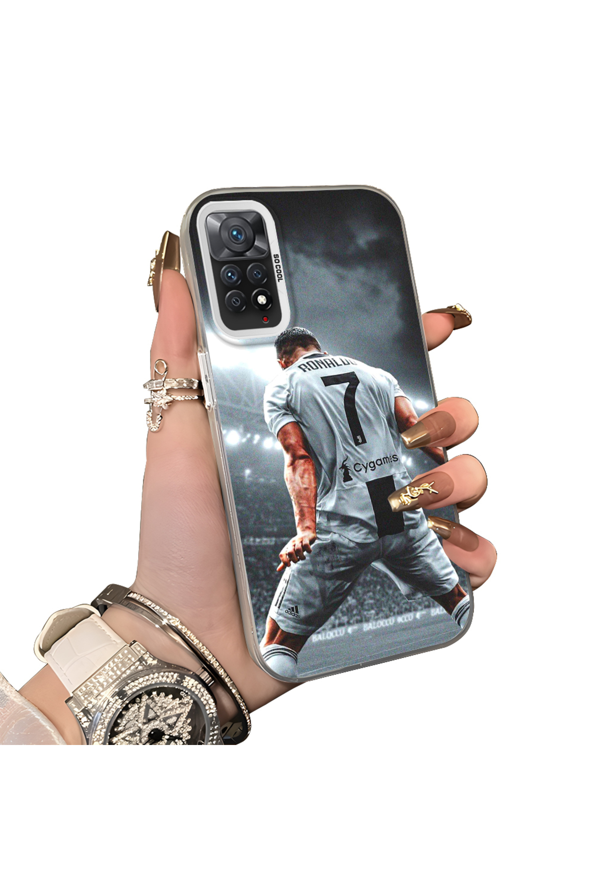 Redmi Note 11 Pro 5G Compatible Silicone Edge Hard Back Case Couple Phone Case CR7 Pattern