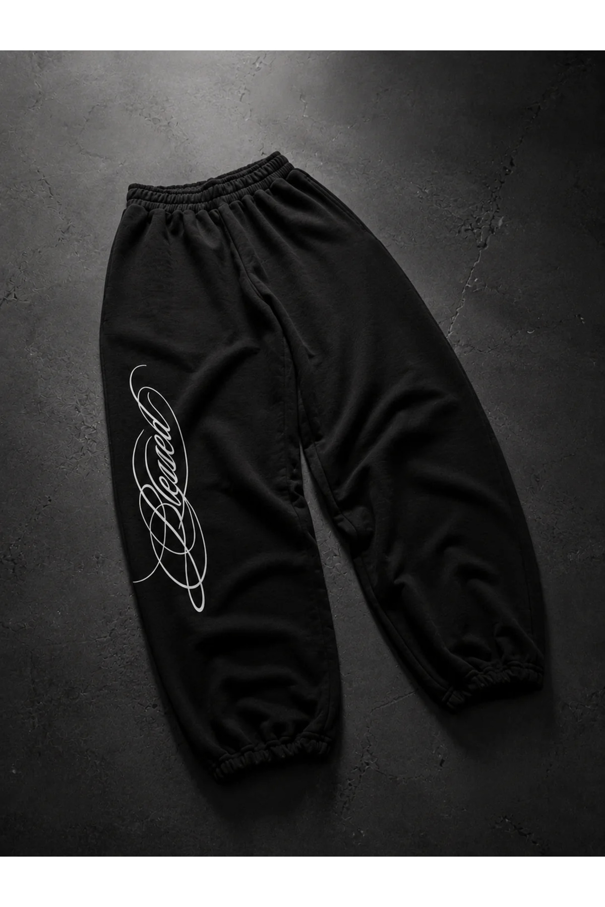 Violon Siyah Blessed Baskılı Script Detaylı Baggy Crop&Eşofman Takımı görsel 4