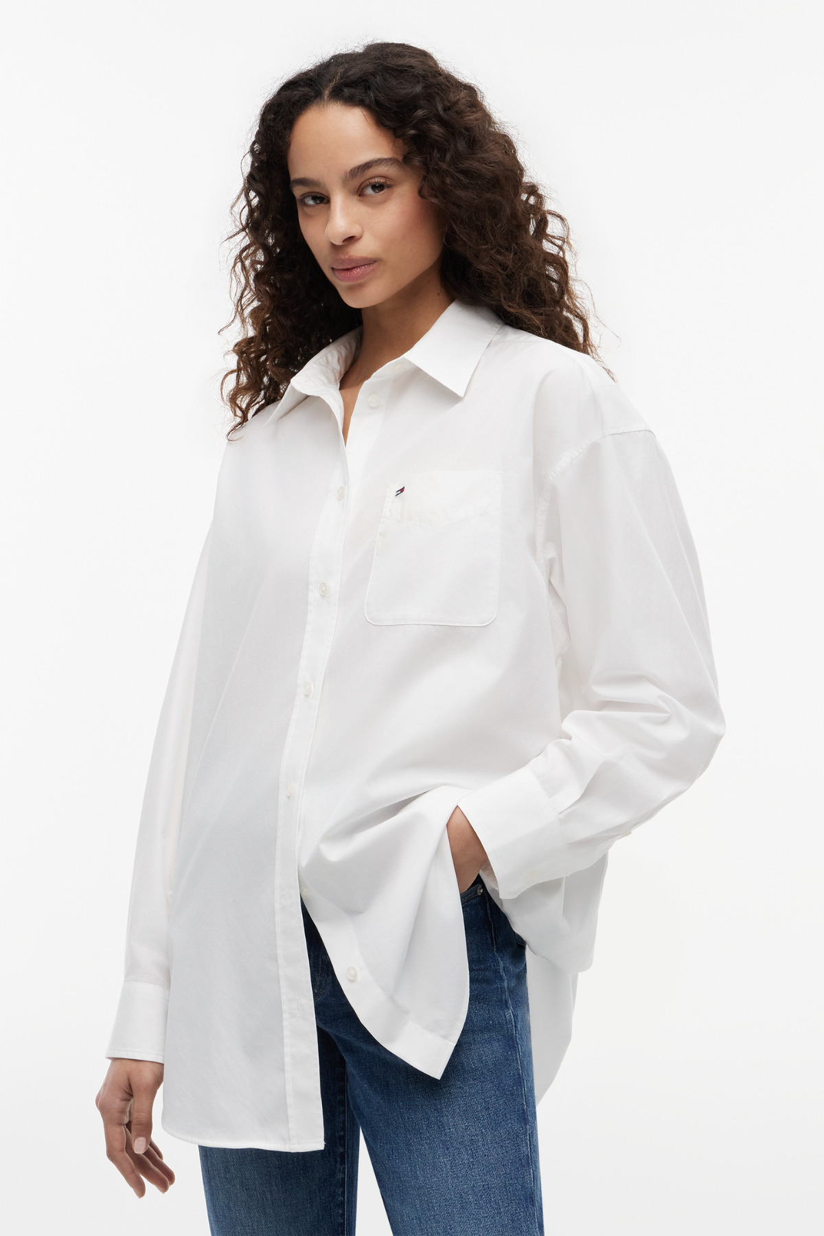 Tommy Hilfiger Tjw Women's Oversize Essential White Shirt Ext