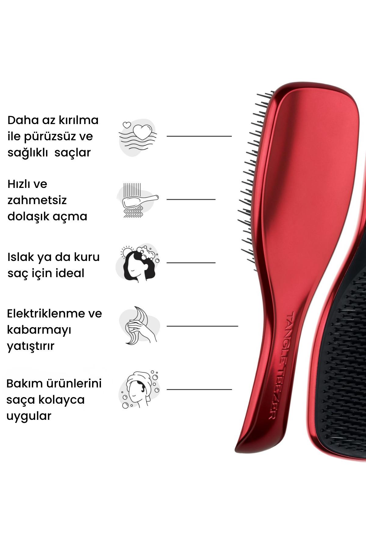 برس و شانه موی کرومی قرمز شیطان پوش پرادا مدل Ultimate Detangler — قرمز 10201-097-3 — تصویر 4 از 6