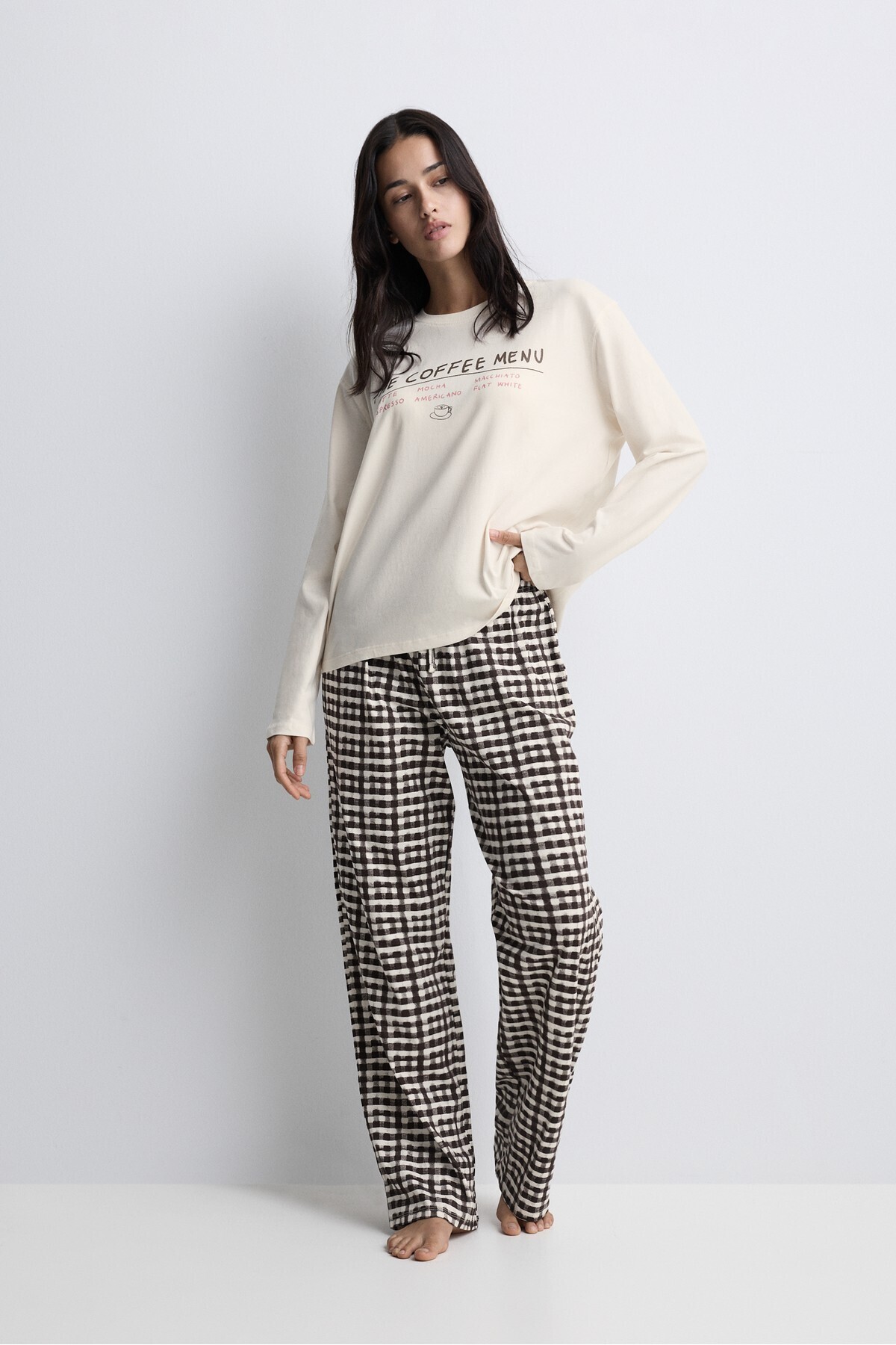 LEFTIES Baskılı uzun pijama takımı