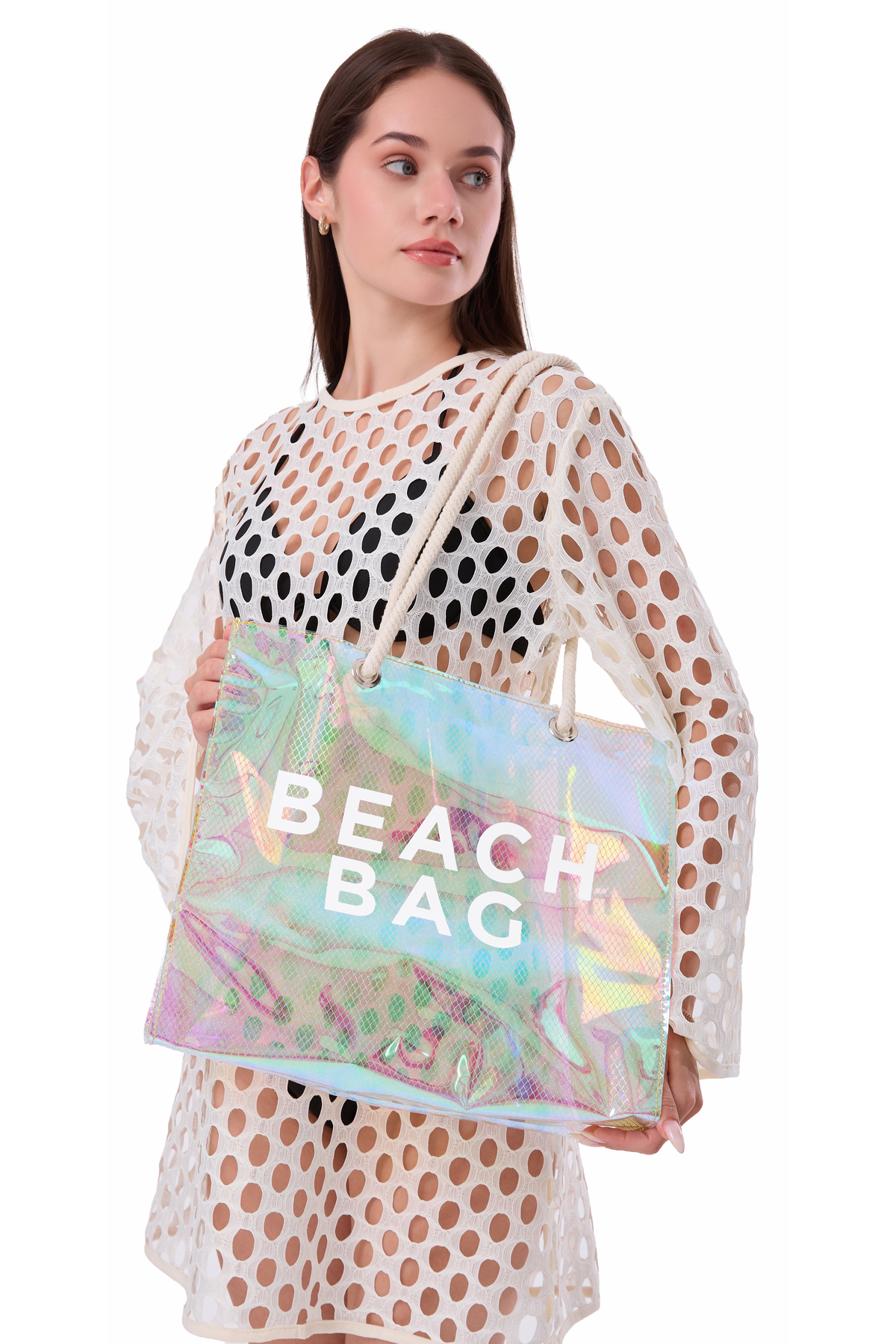 Luzza Bag Hologram Diamond Beach Bag Baskılı Plaj Çantası