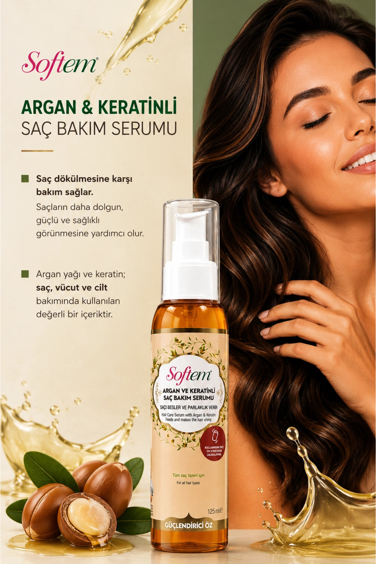 Argan ve Keratinli Saç Bakım Serumu 125 ml | Argan & Keratin Formula — P6111S3990 — تصویر 2 از 3
