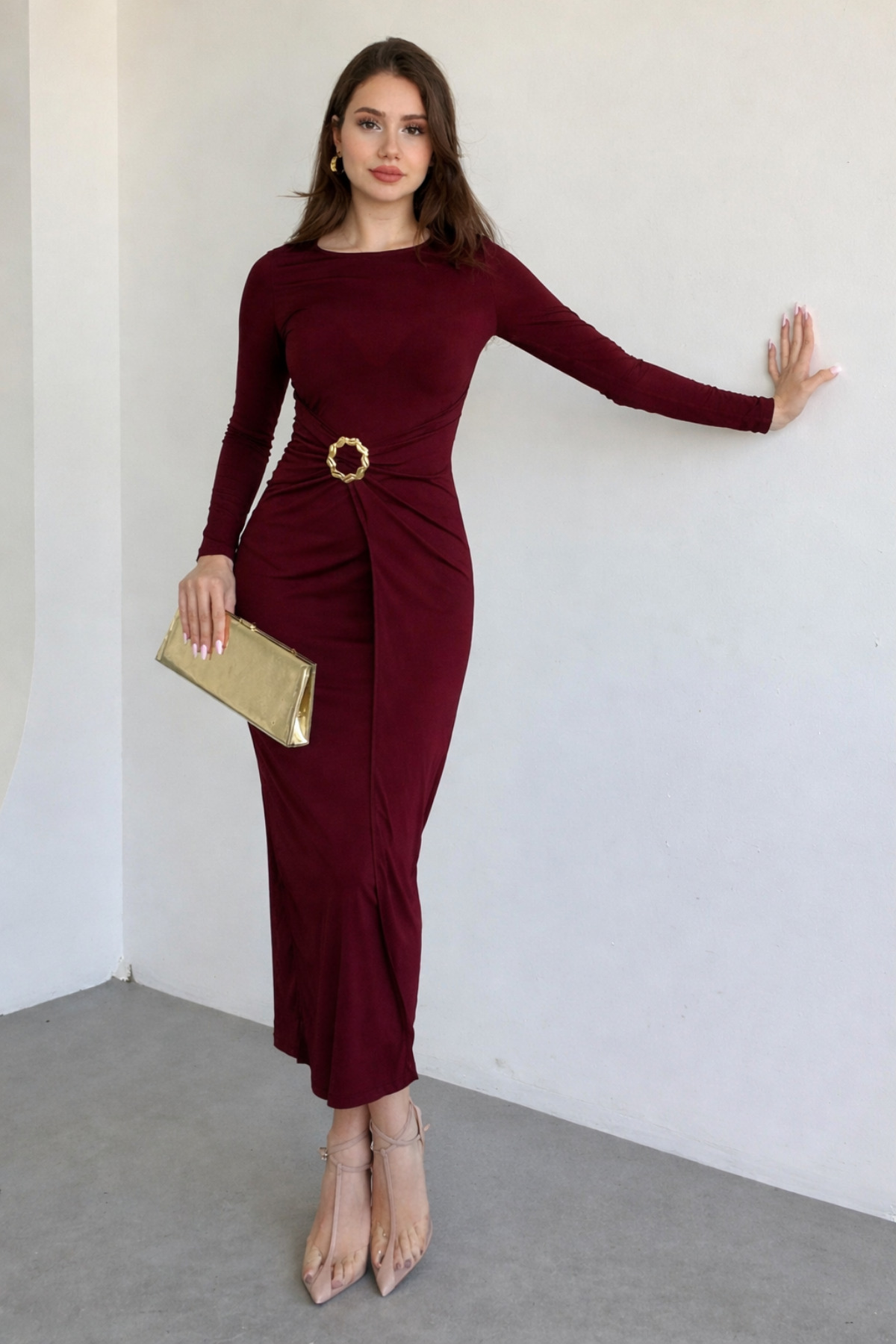 Nika Fashion MELONİ Aksesuarlı Sandy Elbise görsel 2