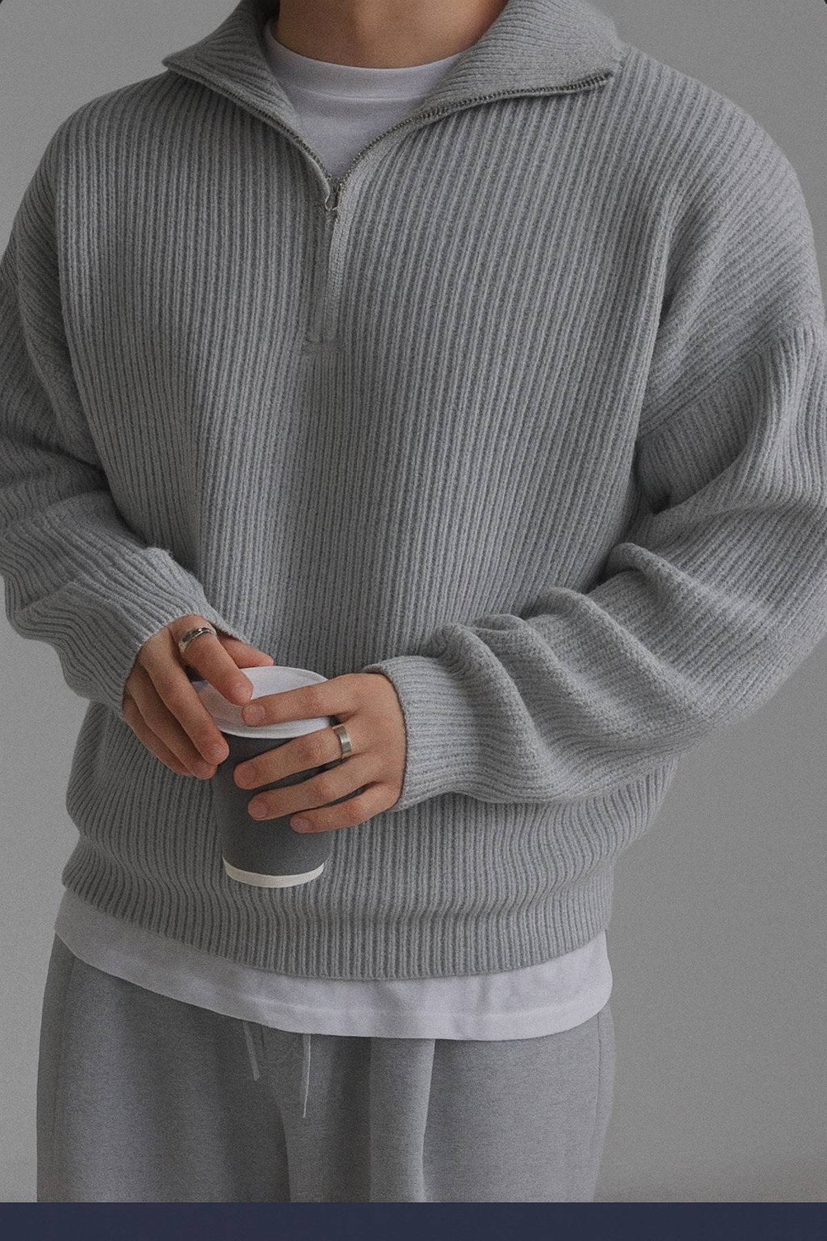 zs zaos fashion erkek uzun kollu kışlık kalın yarım fermuarlı triko kazak oversize boğazlı % 100 pamuk balıkçı dik yaka