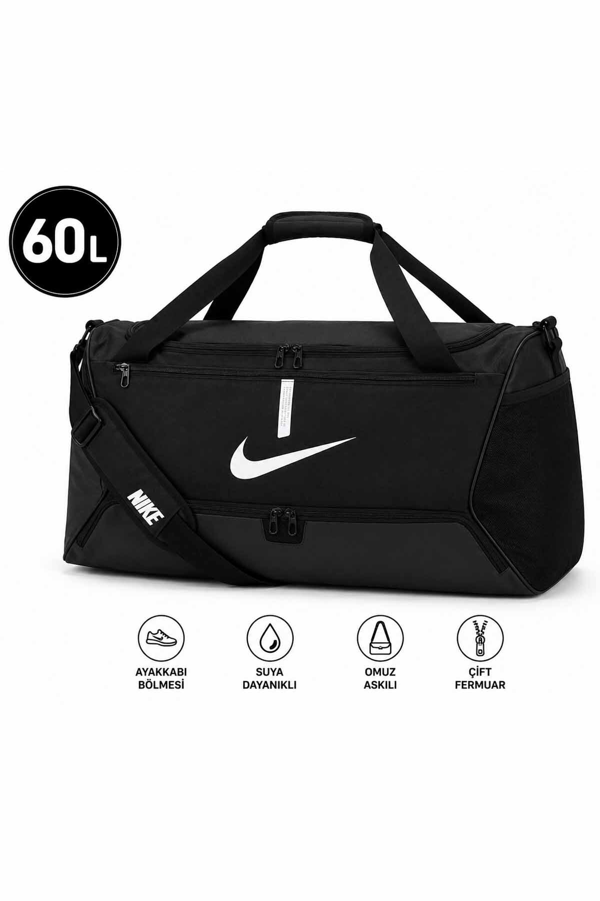Nike Spor Çantası Antrenman Seyahat Fitness / Ayakkabı Bölmeli Omuz Askılı Spor Çantası 64x30x31 cm 60L görsel 7