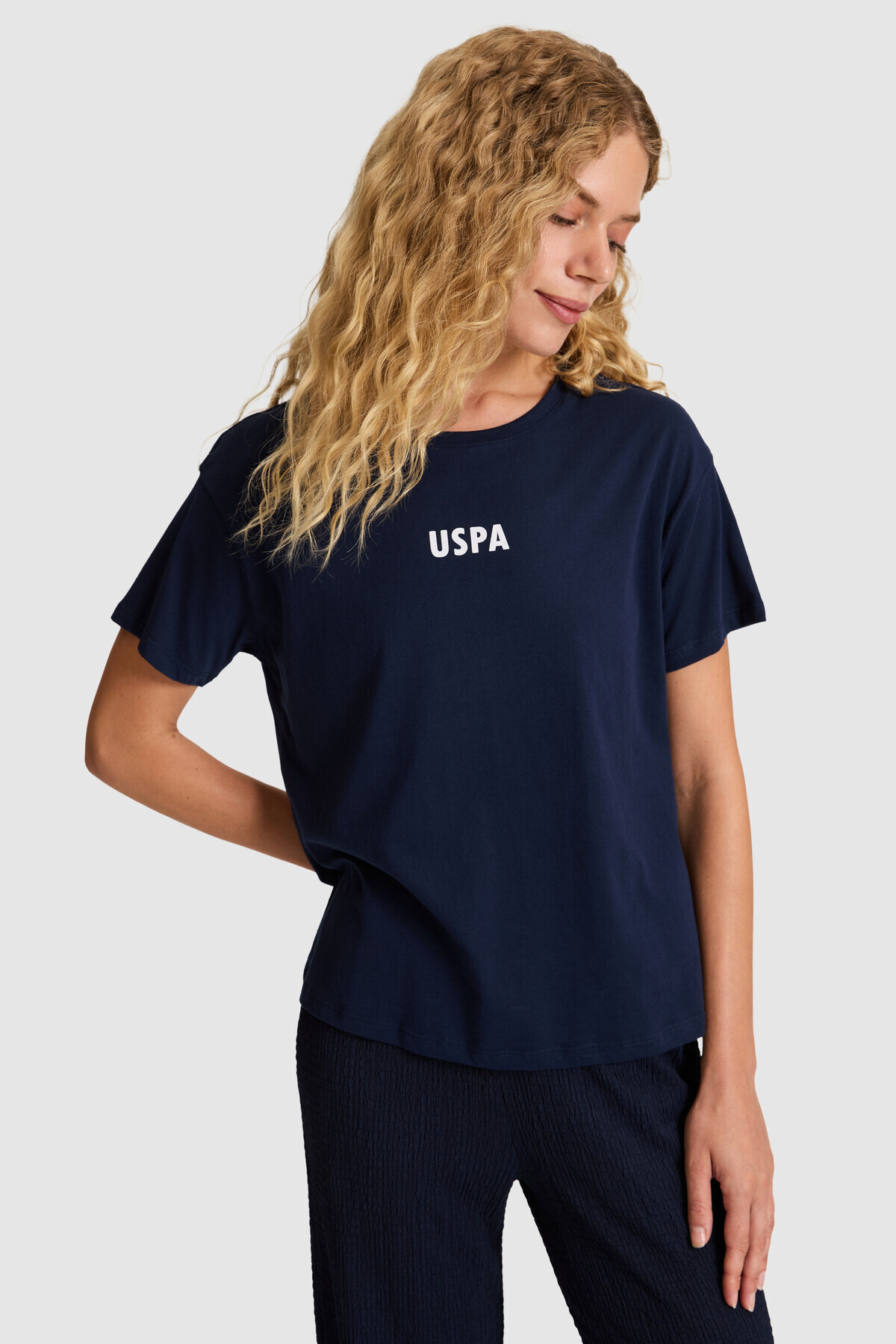 U.S. Polo Assn. Women's Navy Blue Crew Neck T-Shirt 50323530-Vr033