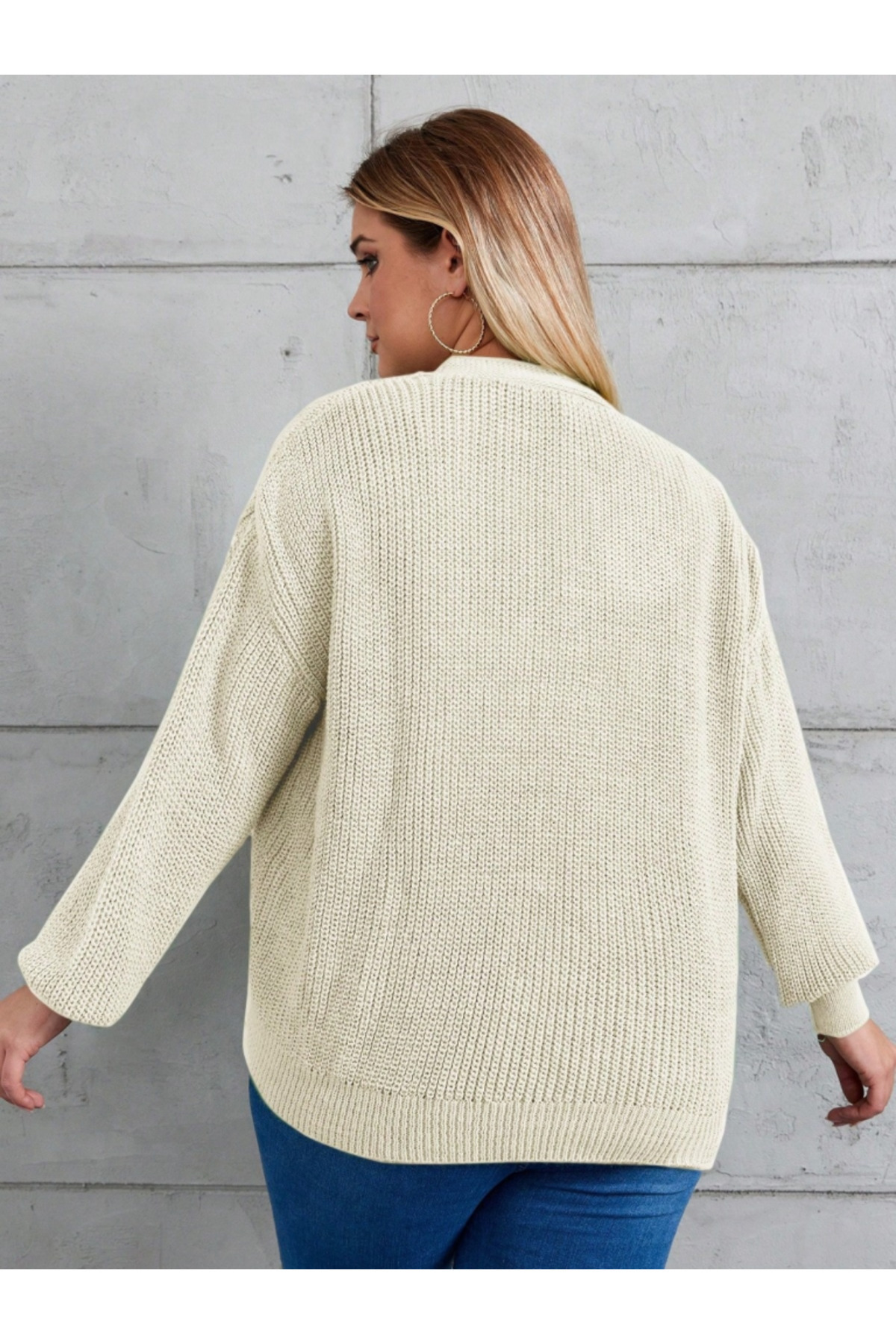 MDKConceptShop Kadın Beş Düğme Büyük Beden Triko Hırka görsel 3