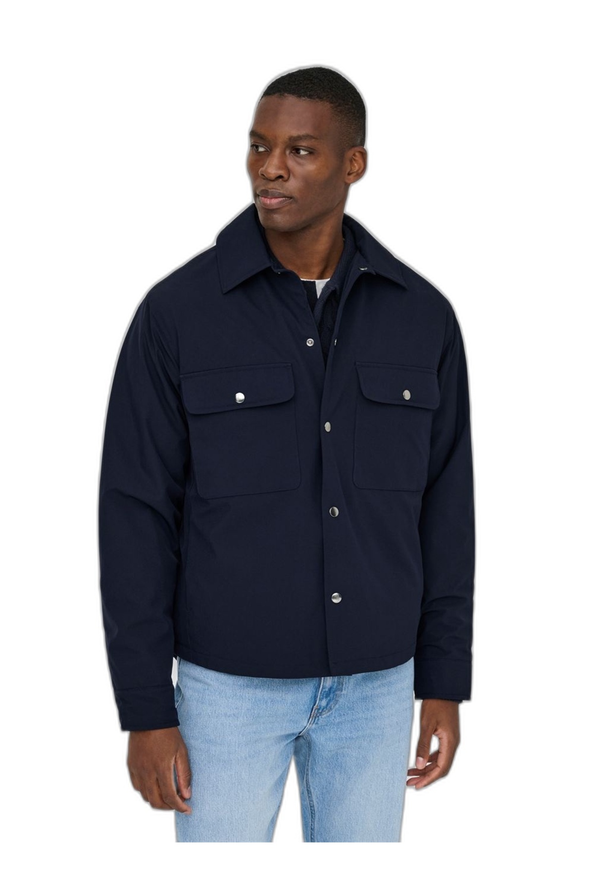 Only & Sons ONSDAVID LIFE PADDED OVERSHIRT OTW Erkek Mavi Ceket - 22036739 görsel 4