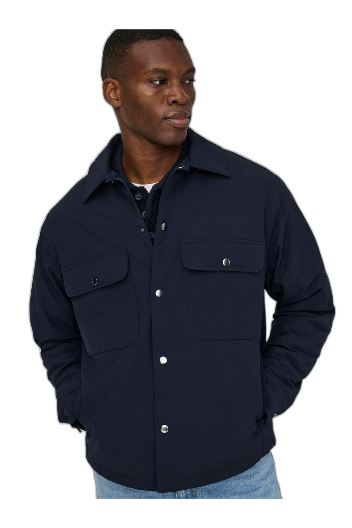 Only & Sons ONSDAVID LIFE PADDED OVERSHIRT OTW Erkek Mavi Ceket - 22036739 görsel 5