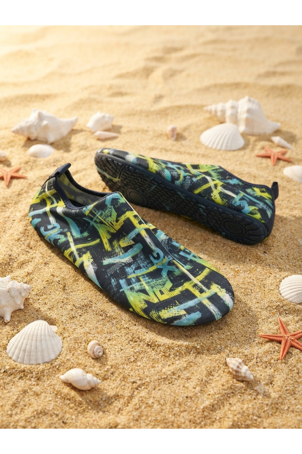 LAL's Erkek Deniz ve Havuz Ayakkabısı Kaydırmaz Aqua Shoes Hızlı Kuruyan Plaj Su Ayakkabısı Desenli görsel 3