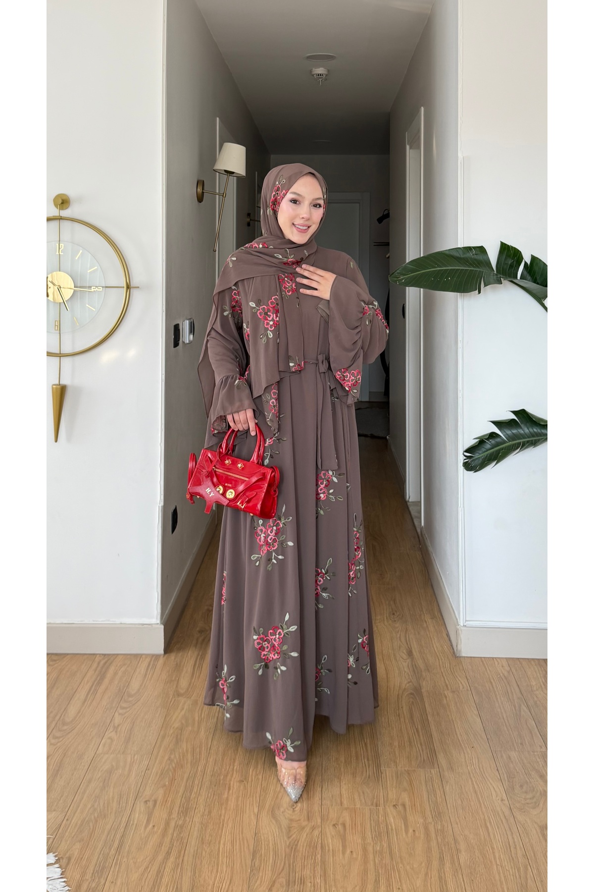 NİLNUR MODA Yeni Sezon Tuba Elbise Abaya Şal Hediyeli Çiçek Nakış Detaylı görsel 2