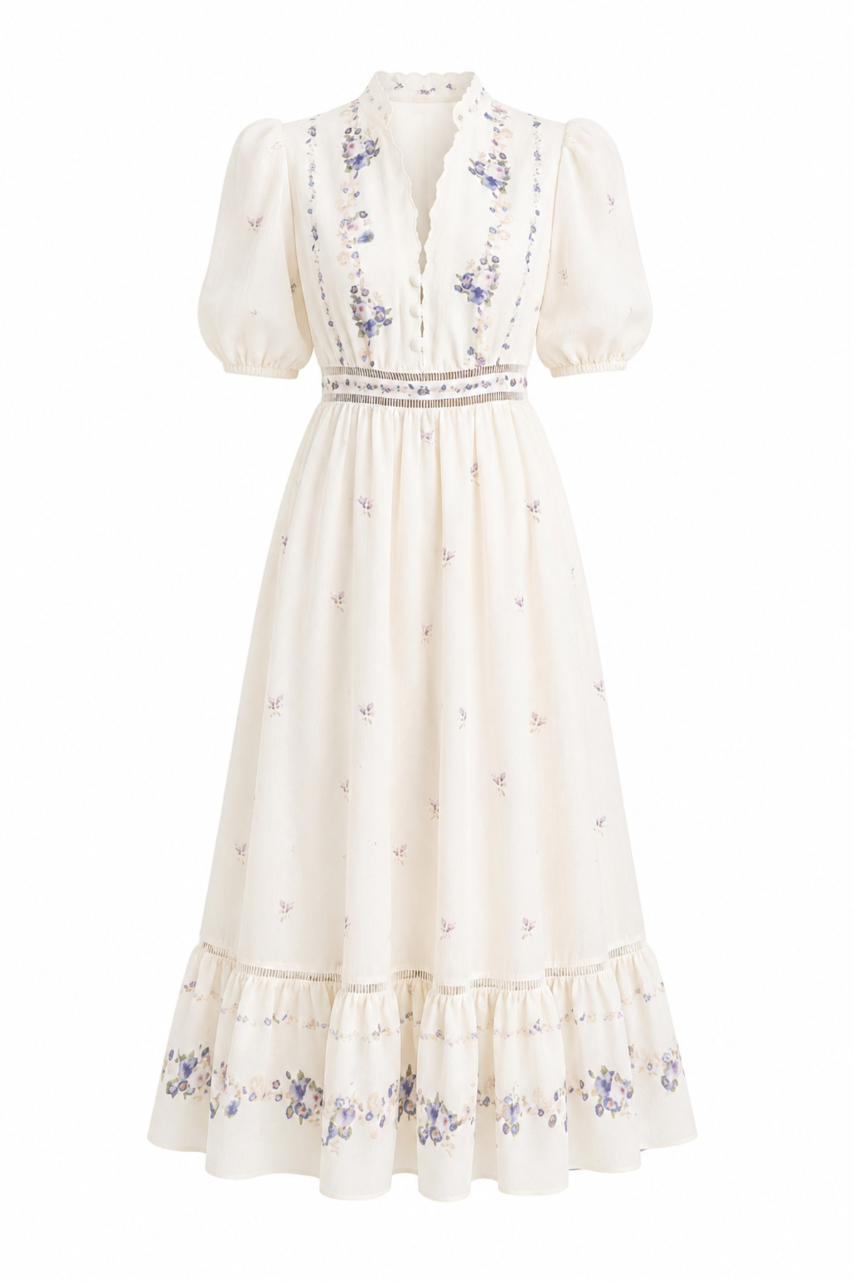 HAZELANNA Hakim Yaka Purple Floral Dress