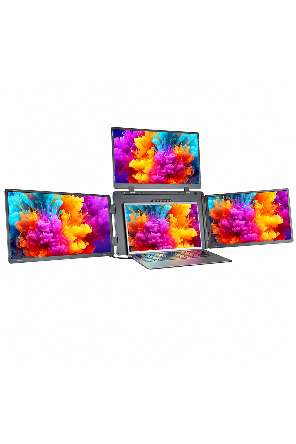 Trimonitör 18.5” Üçlü Taşınabilir Monitör (Sabit Panel) Çoklu Ekran Laptop Notebook Monitörü 1920X1080 IPS Type-C Dizüstü Bilgisayar