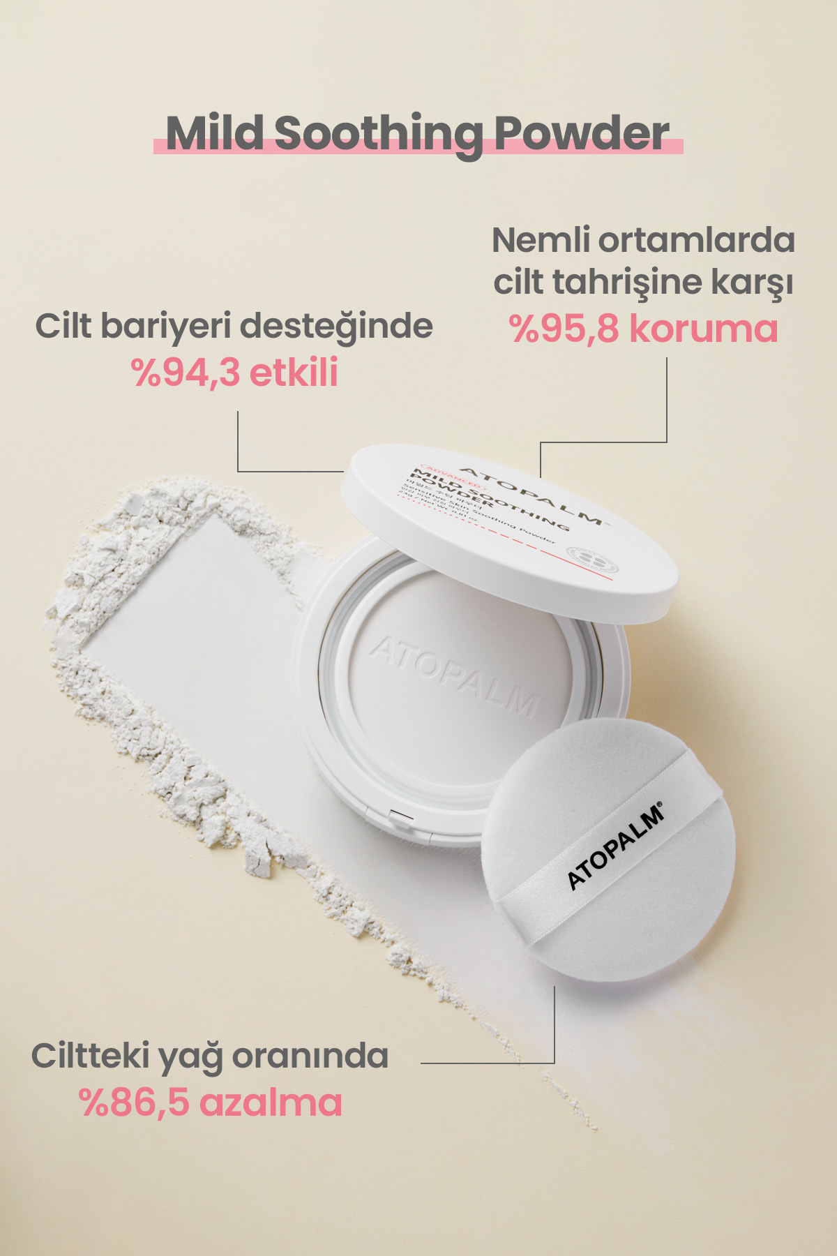 Yenidoğanlara Özel, Talk İçermeyen Temiz İçerikli Kompakt Bebek Pudrası Mild Soothing Powder — 9725 — تصویر 4 از 9