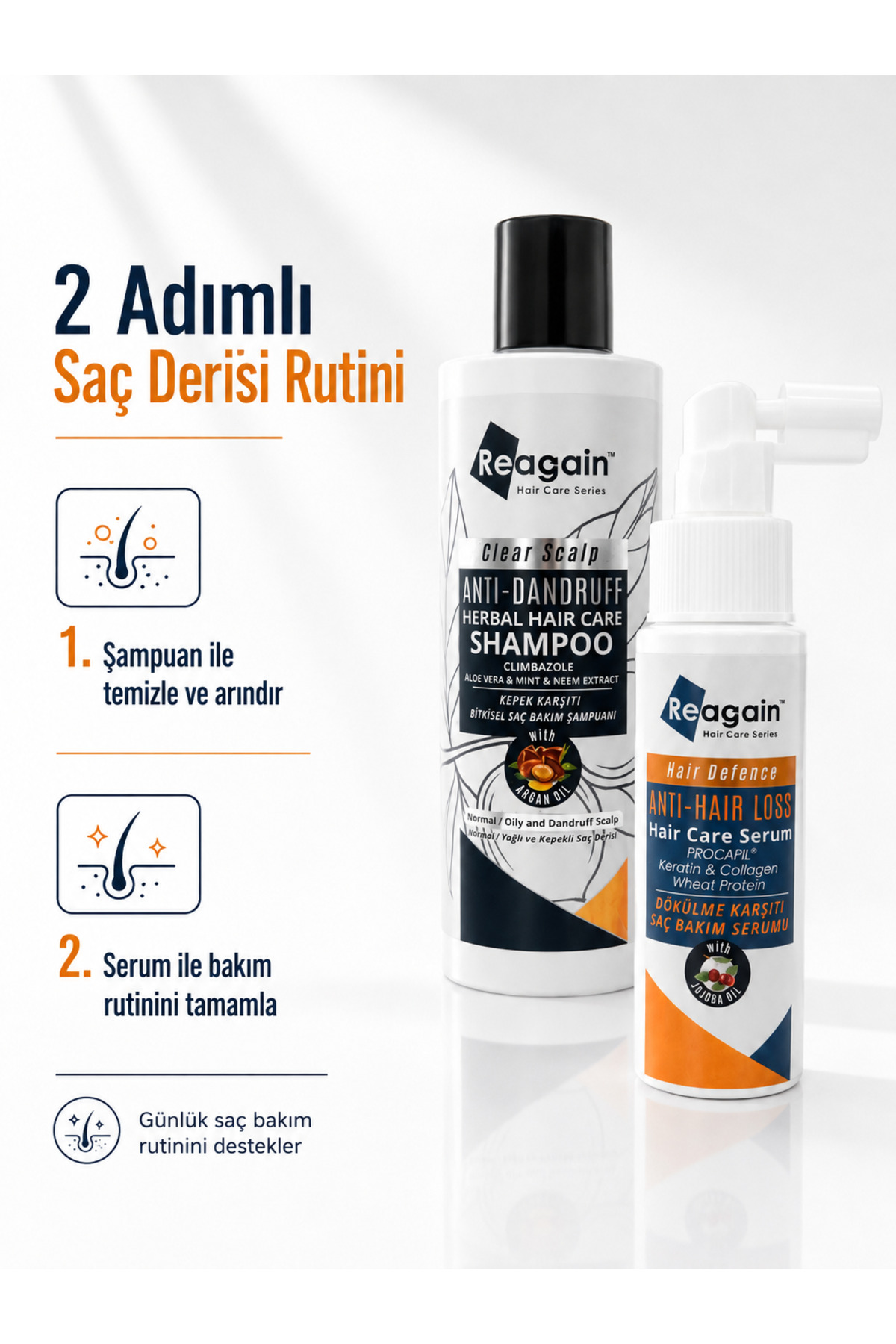 Kepek Karşıtı Şampuan ve Dökülme Karşıtı Saç Bakım Serumu 2’li Set – Climbazole Şampuan + Procapil Serum — TYC5FC4B4CDF2C9F6A50FED00 — تصویر 4 از 6