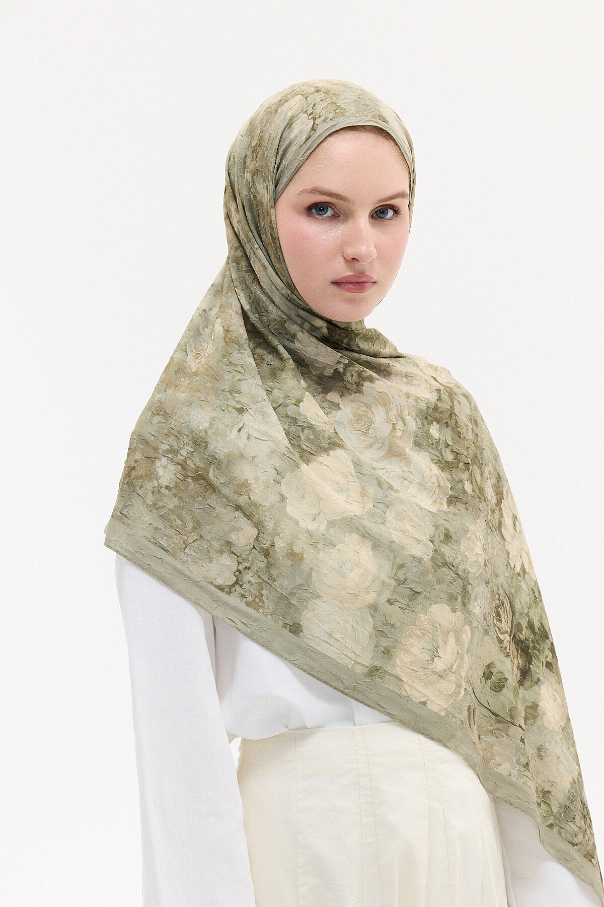 cs camellia scarf Atlantis Kraş Şal - Haki görsel 4