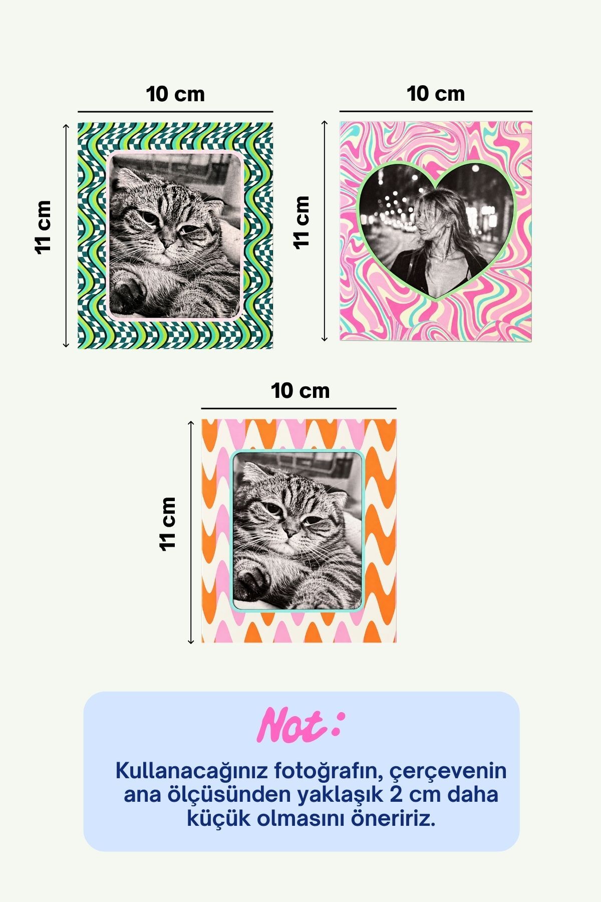 3’lü Magnet Fotoğraf Çerçevesi Seti – Renkli Retro