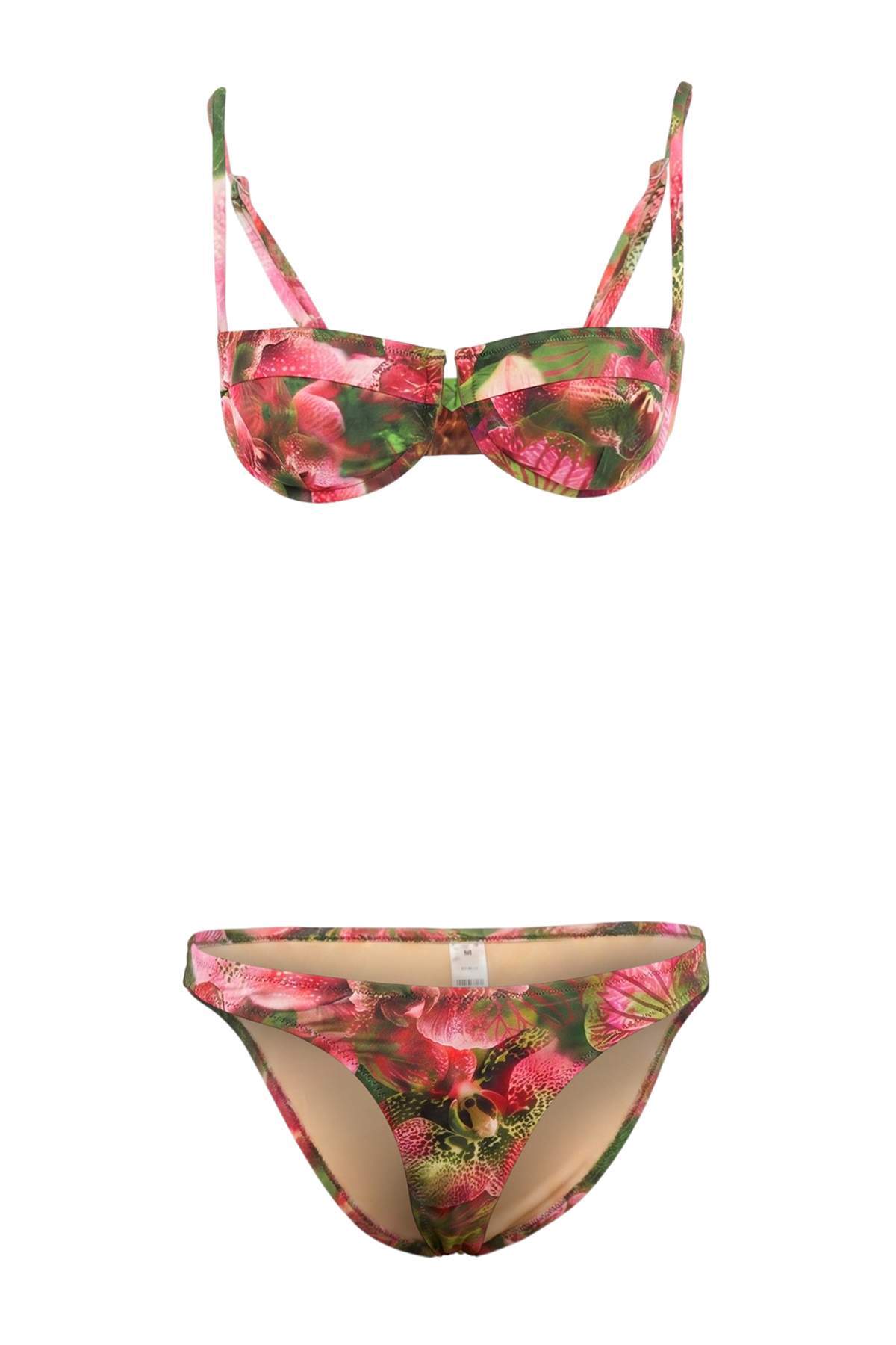 Trendyolmilla Soyut Desenli Balconette Kaplı Charm Aksesuarlı Düşük Bel Regular Bikini Takımı TBESS26BT00118
