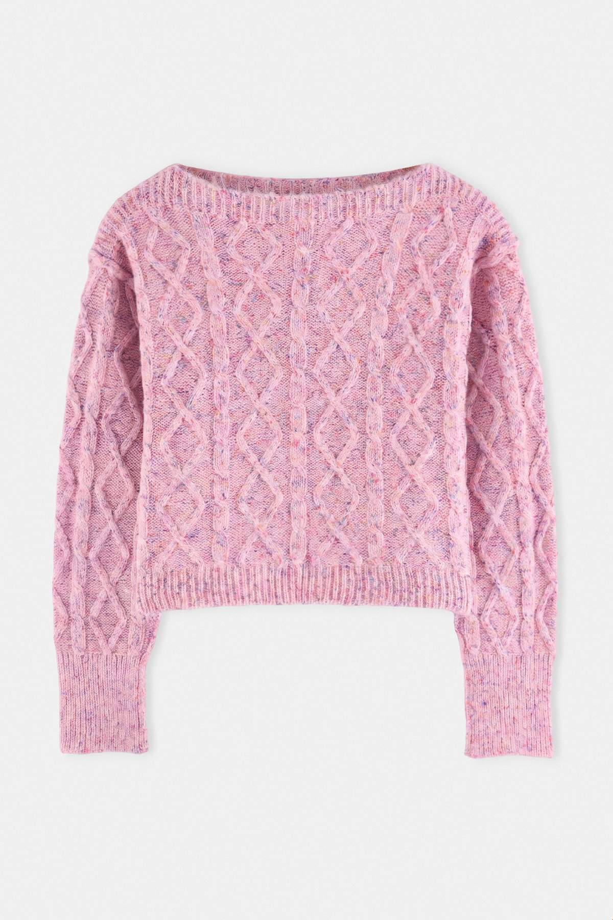 Trendyolmilla Pembe Bisiklet Yaka Düşük Kol Super Crop Triko Kazak TWOAW27KZ00012