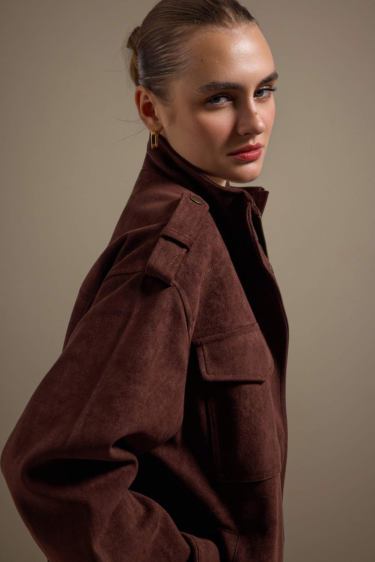 Trendyolmilla Kahverengi Oversize Kalıp Süet Mont TWOAW27MO00015