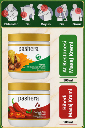 PASHERA At Kestanesi Kremi, Kas ve Eklem Rahatlatıcı Masaj Jeli 2 li Set 500 ...