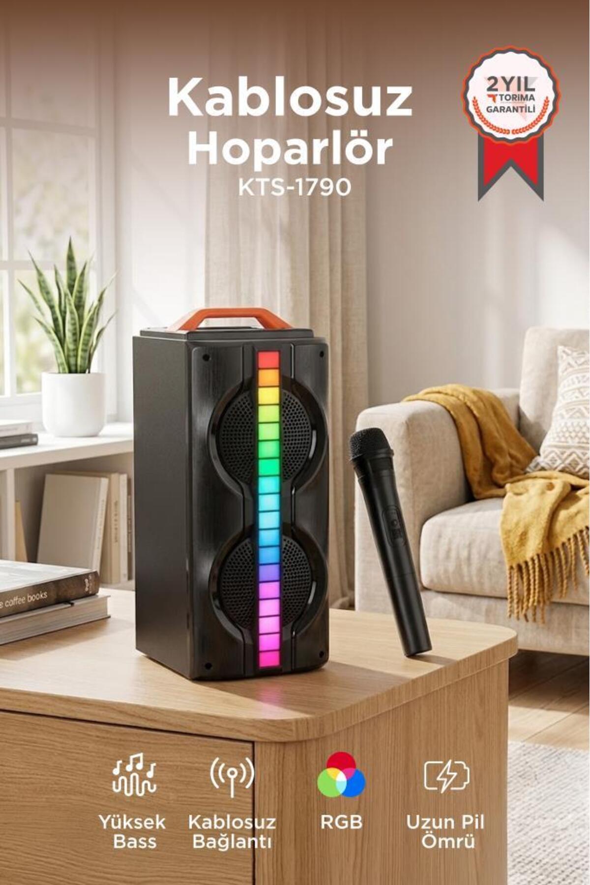 Torima Bluetooth Hoparlör Mikrofonlu Rgb Işıklı Speaker KTS-1790
